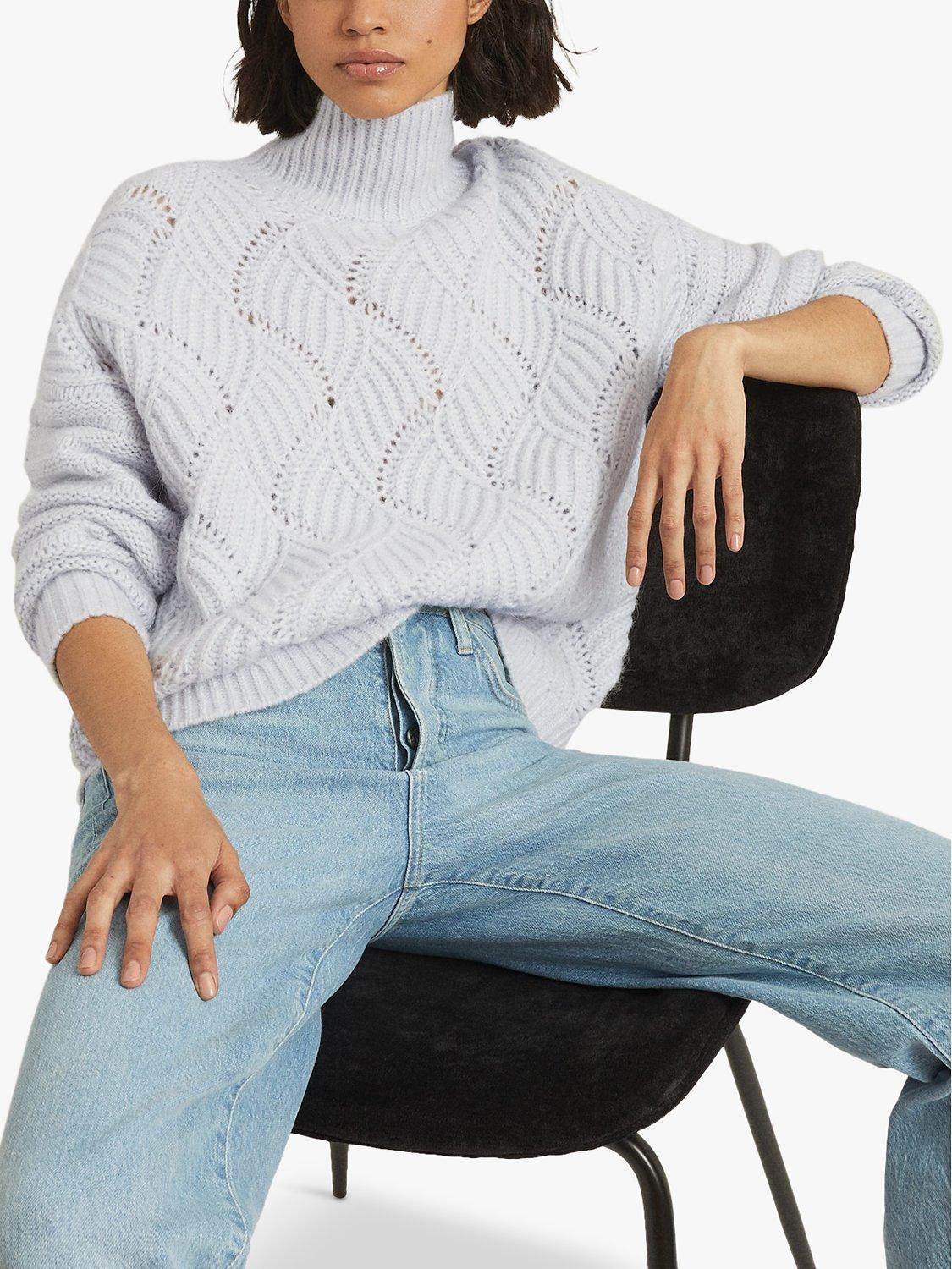 Reiss Ola Oversized Cable Knit Jumper, Blue