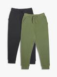 John Lewis Kids' Core Joggers, Pack of 2, Black/Khaki