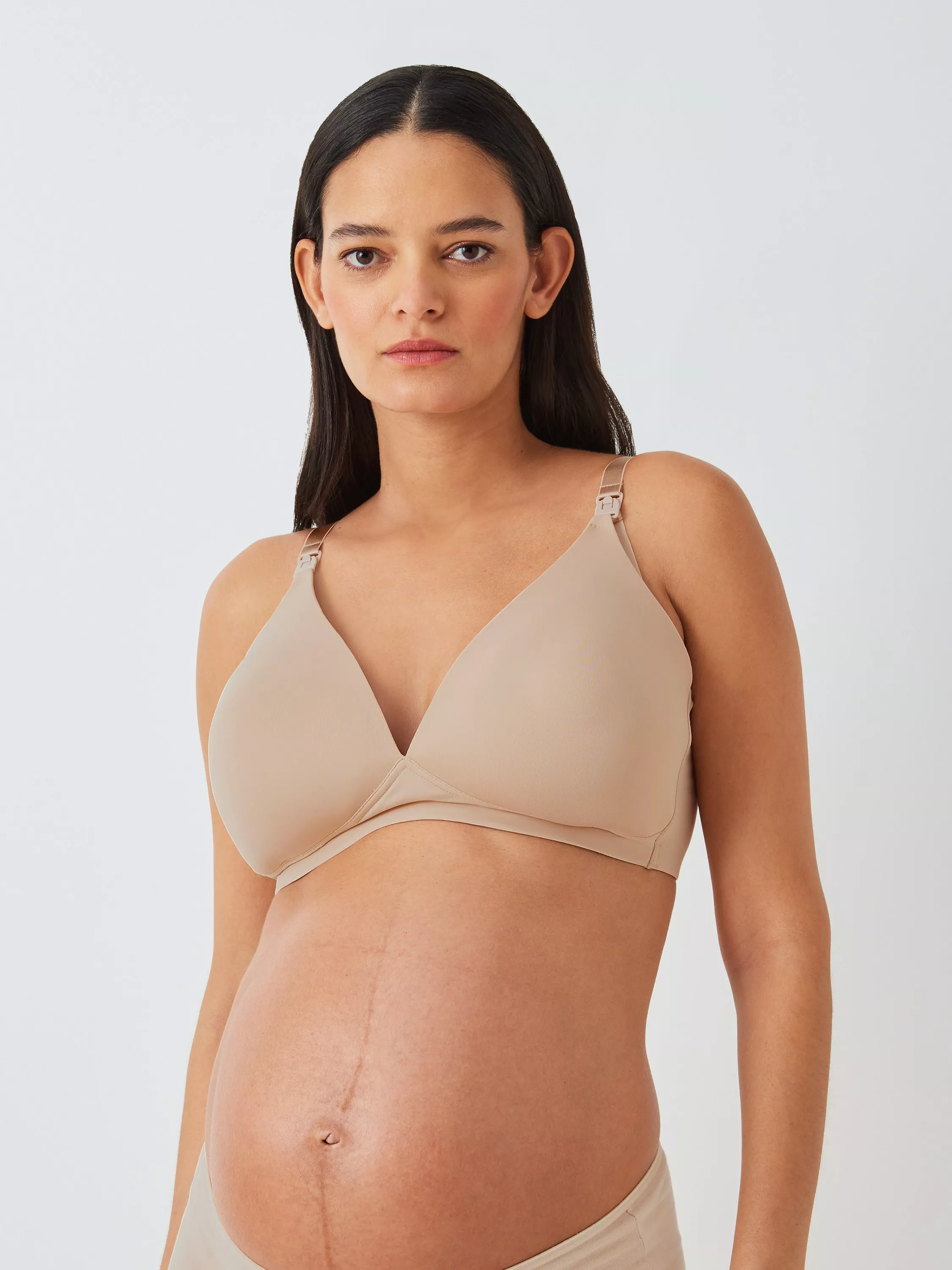 Two piece bra with skirt/top great for expectant and nursing fashion moms.