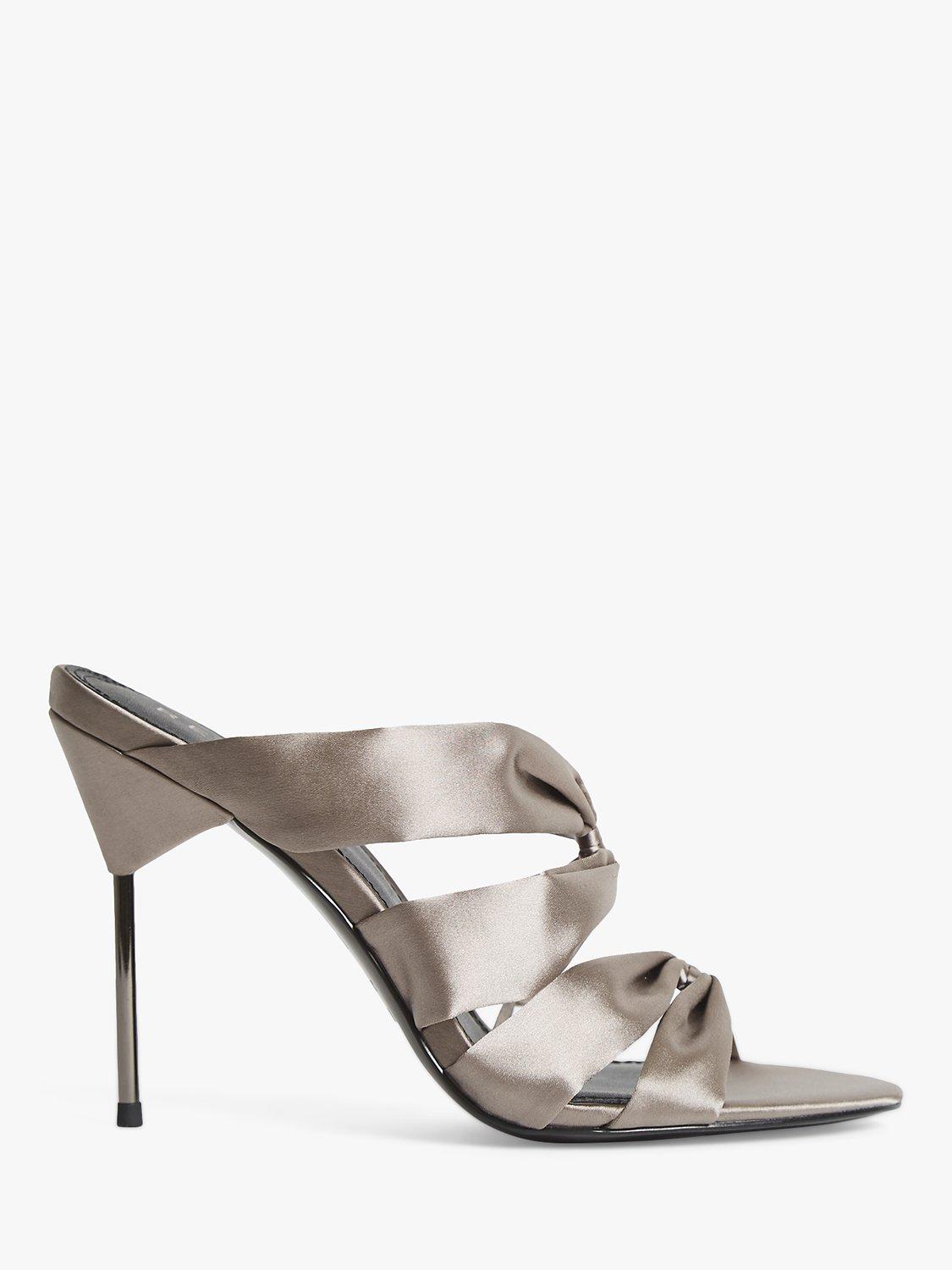 Reiss Monroe Satin Pin Heel Mules, Grey