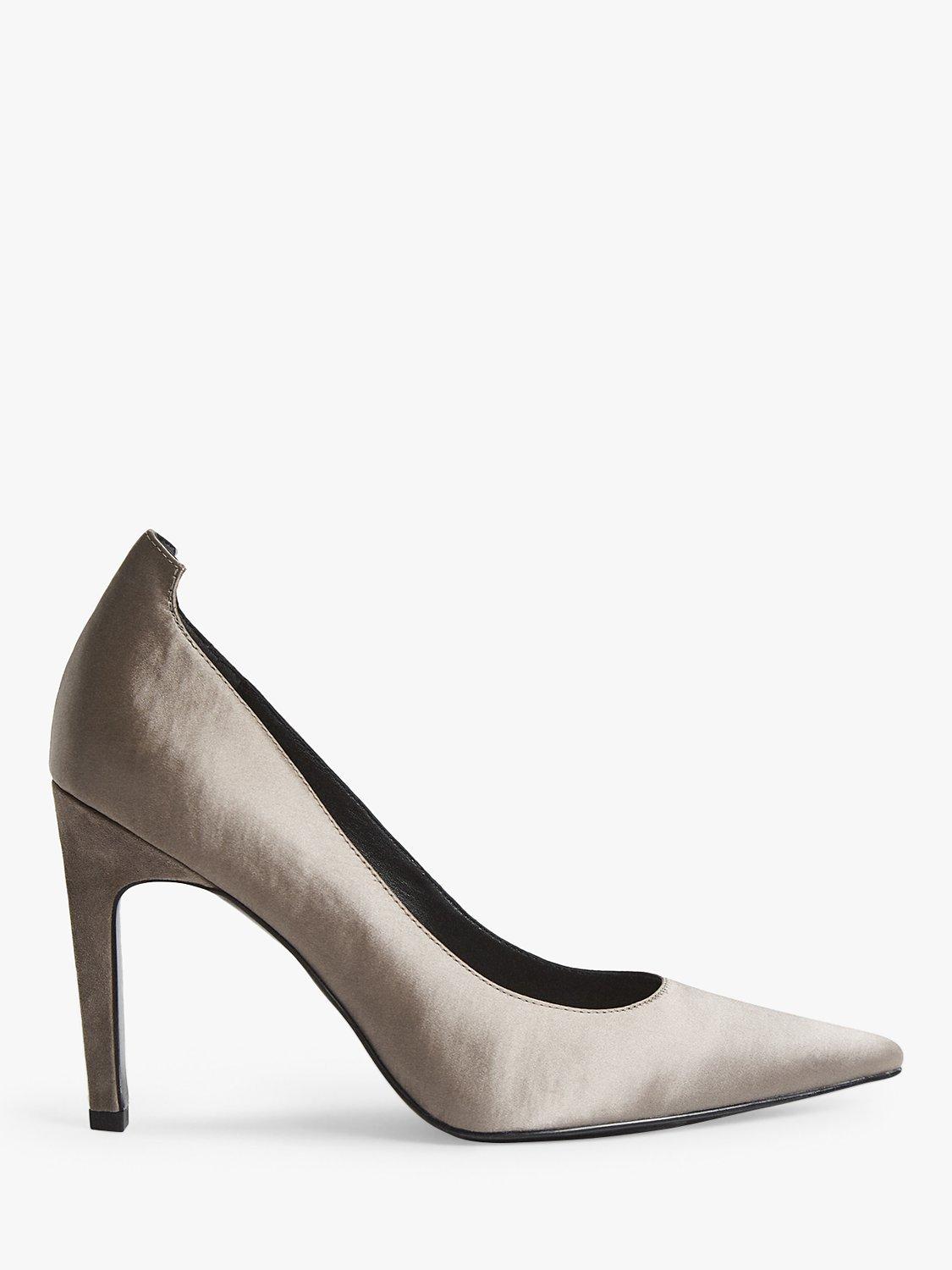 Grey satin court shoes store
