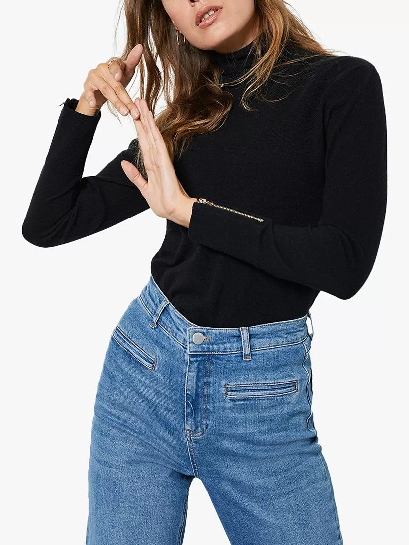 Mint Velvet Fitted Polo Neck Jumper Black