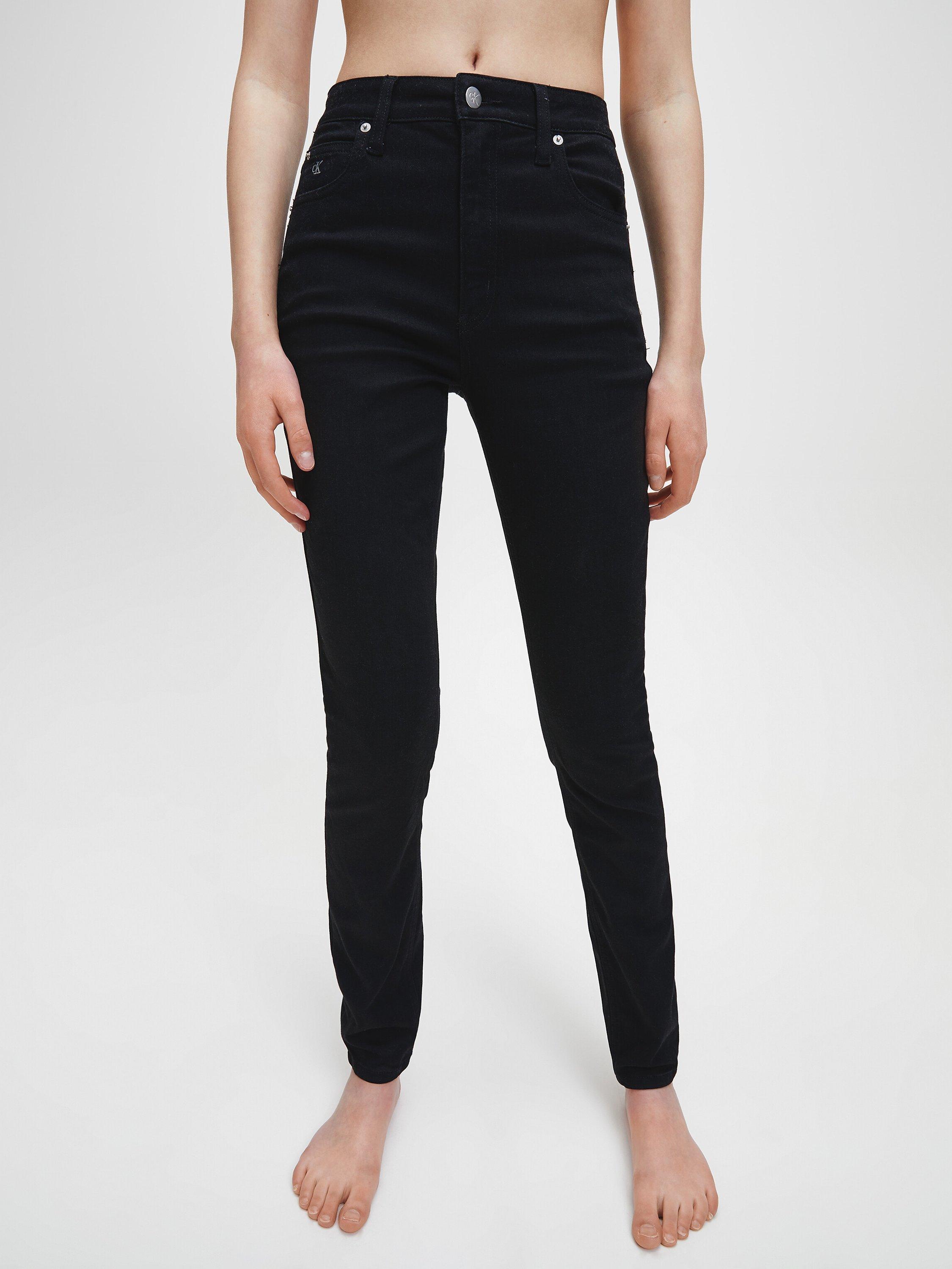 Calvin Klein High Rise Monogram Skinny Jeans, Black