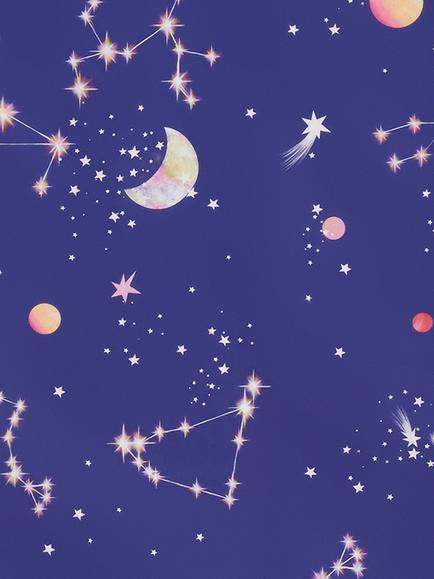John Lewis Glow in the Dark Constellation Print Pencil Pleat Blackout Children's Curtains, Blue - view 2, Blue