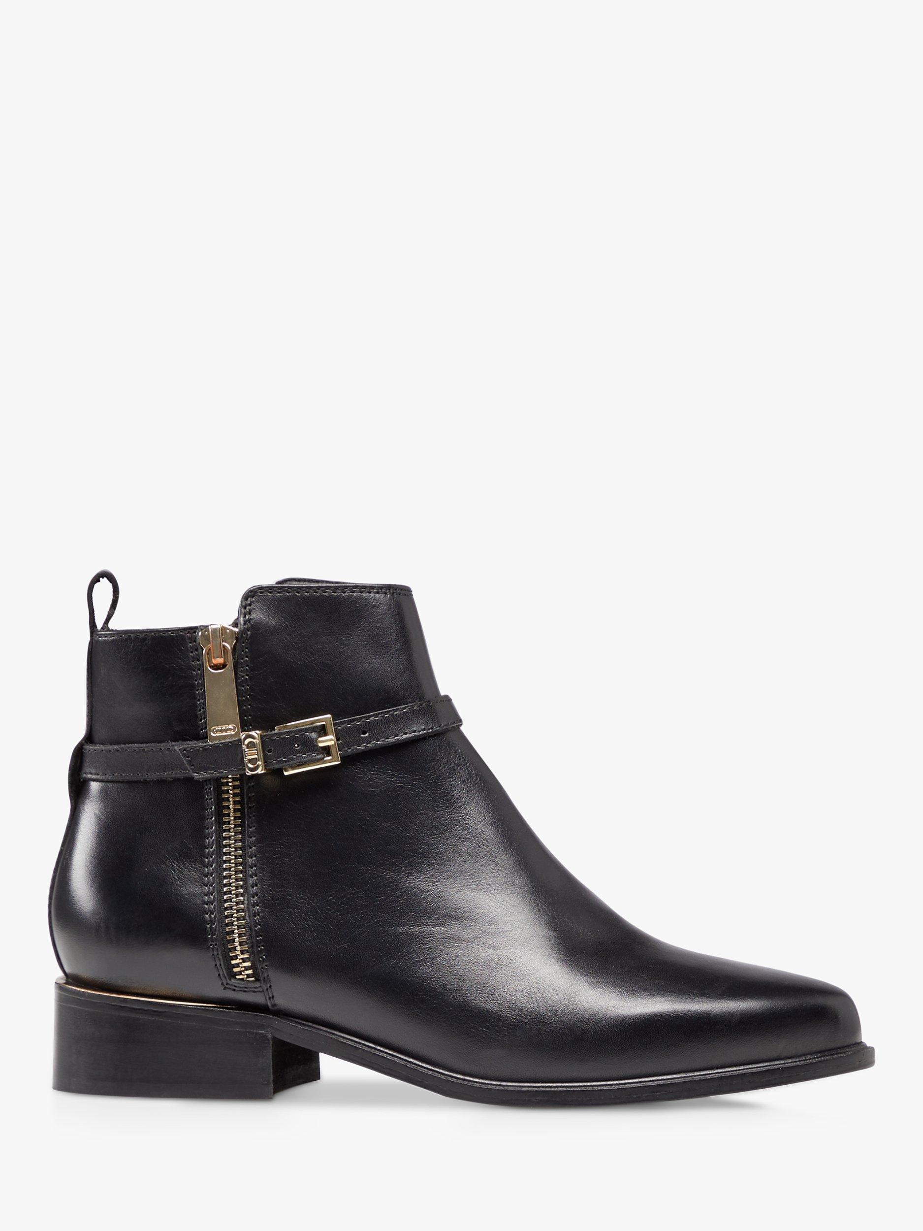 Dune Pop Leather Buckle Trim Ankle Boots