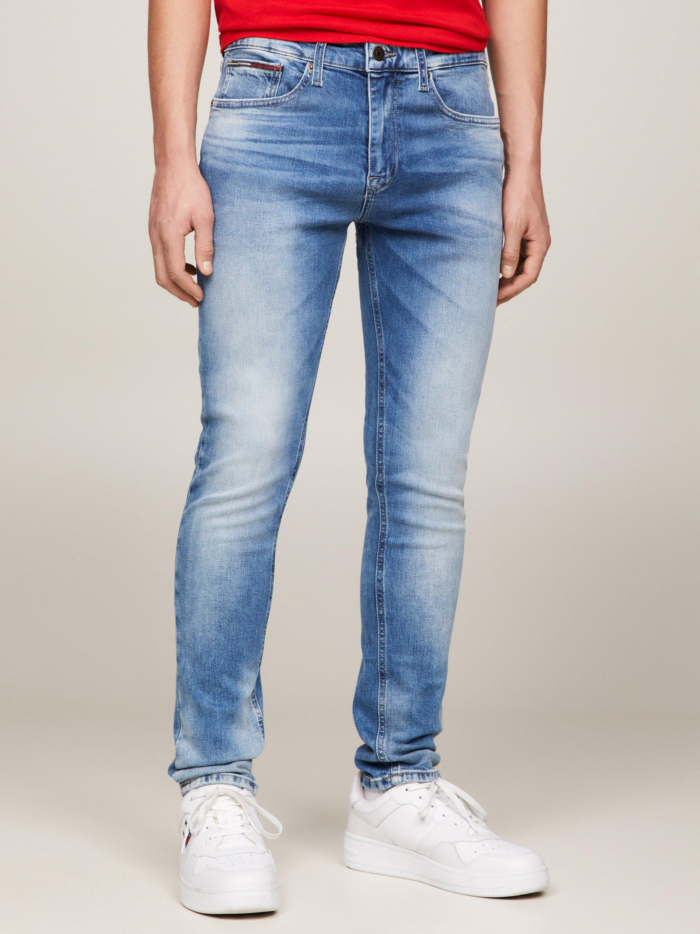 Tommy Jeans Slim Fit Tapered Faded Jeans, Light Blue Stretch