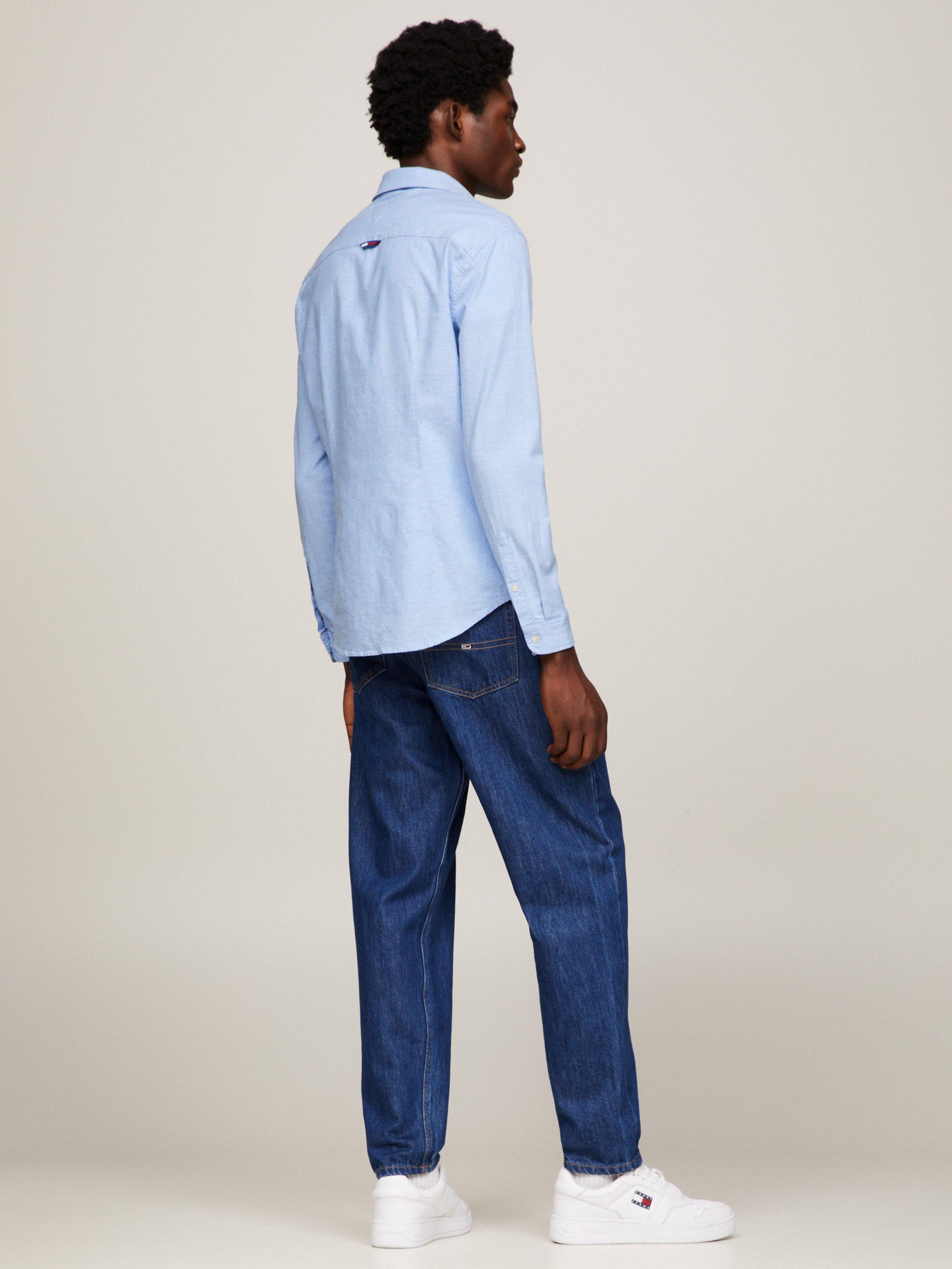 Product image 2 of 3, which shows Tommy Jeans Slim Organic Cotton Oxford Shirt, Perfume Blue, XS