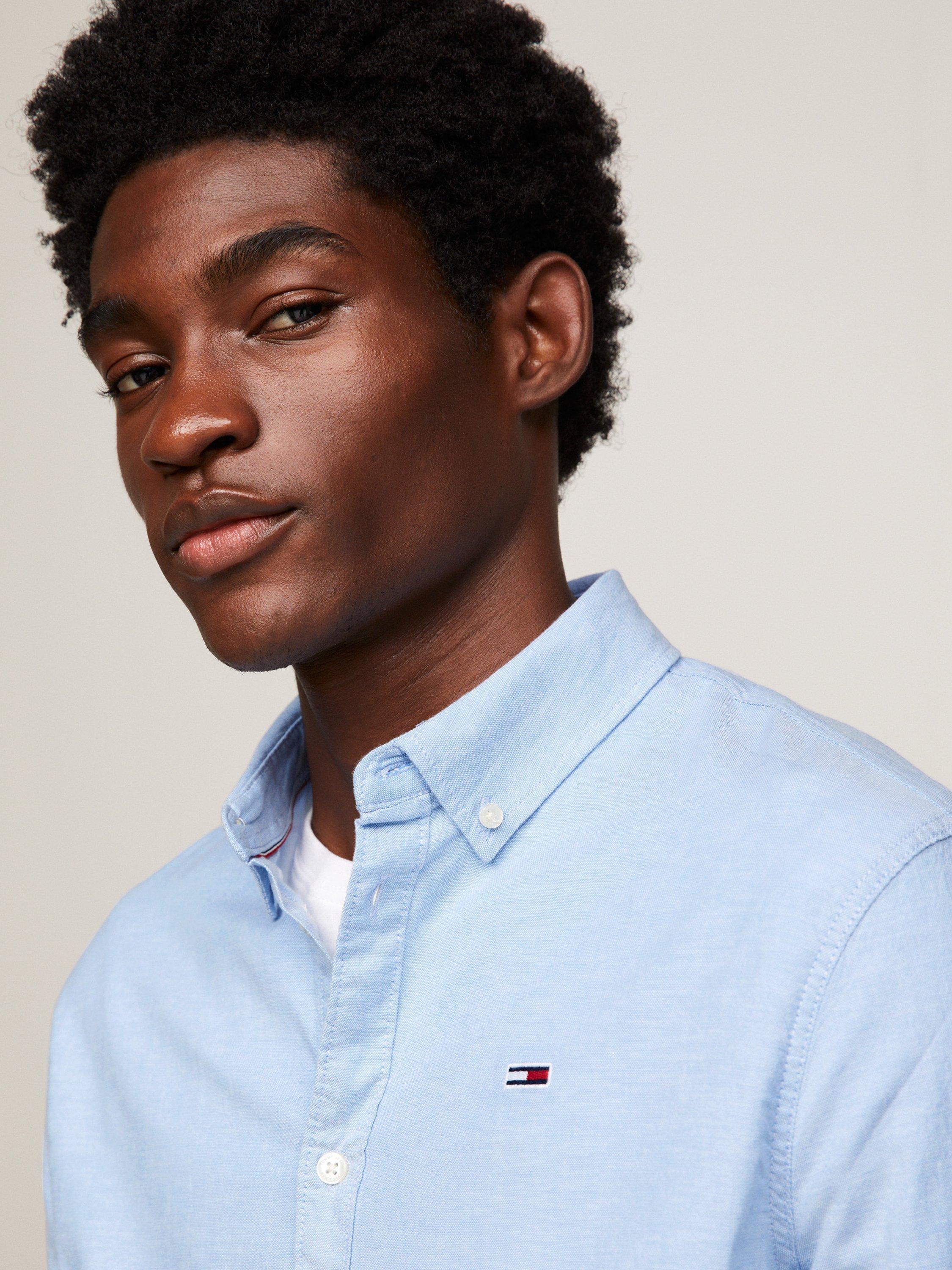 Product image 3 of 3, which shows Tommy Jeans Slim Organic Cotton Oxford Shirt, Perfume Blue, XS