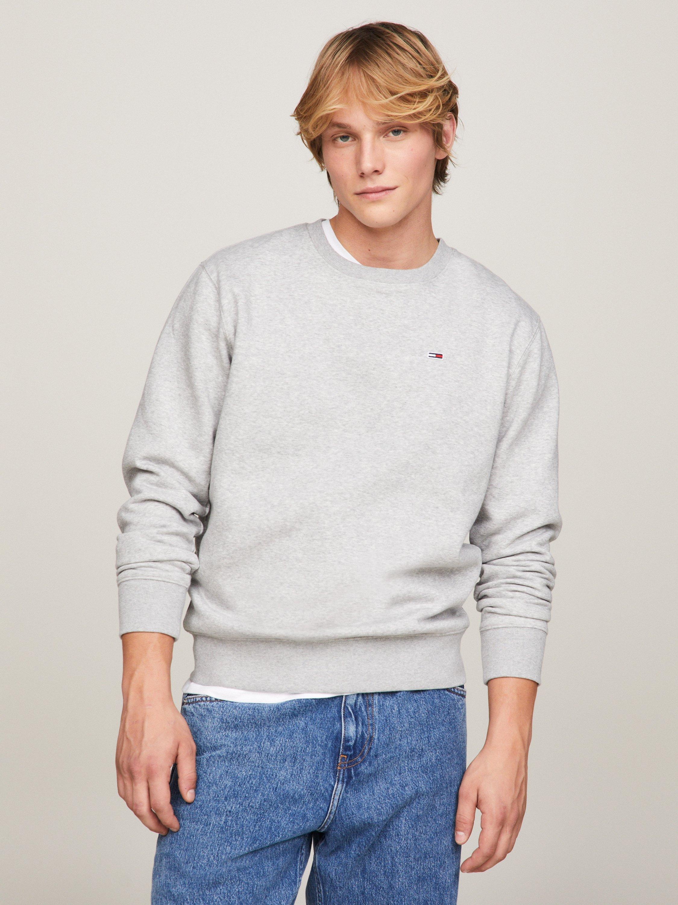 Tommy Jeans Fleece Crew Neck Sweatshirt, Light Grey Heather