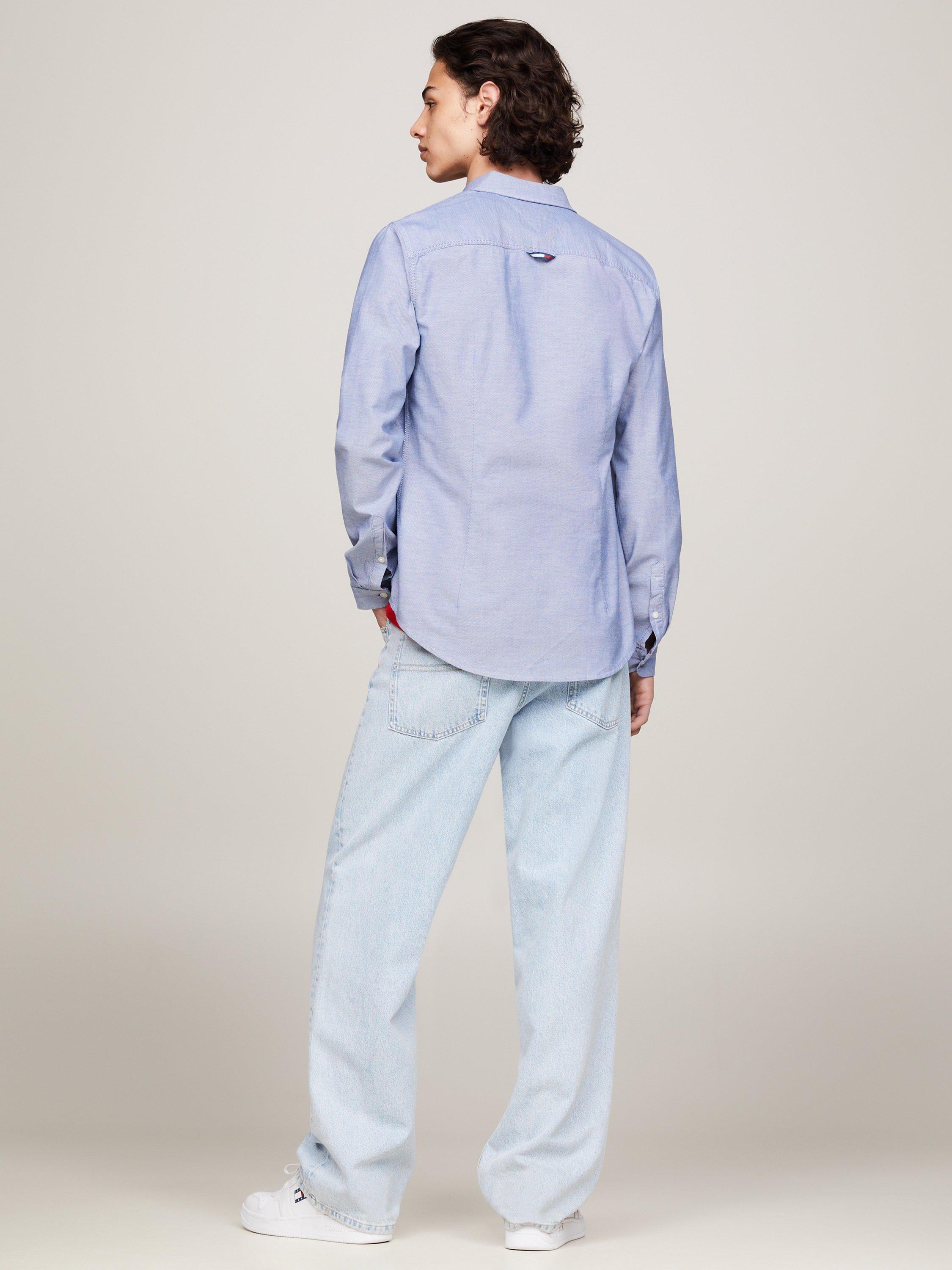 Product image 2 of 3, which shows Tommy Jeans Slim Organic Cotton Oxford Shirt, Twilight Navy, XS