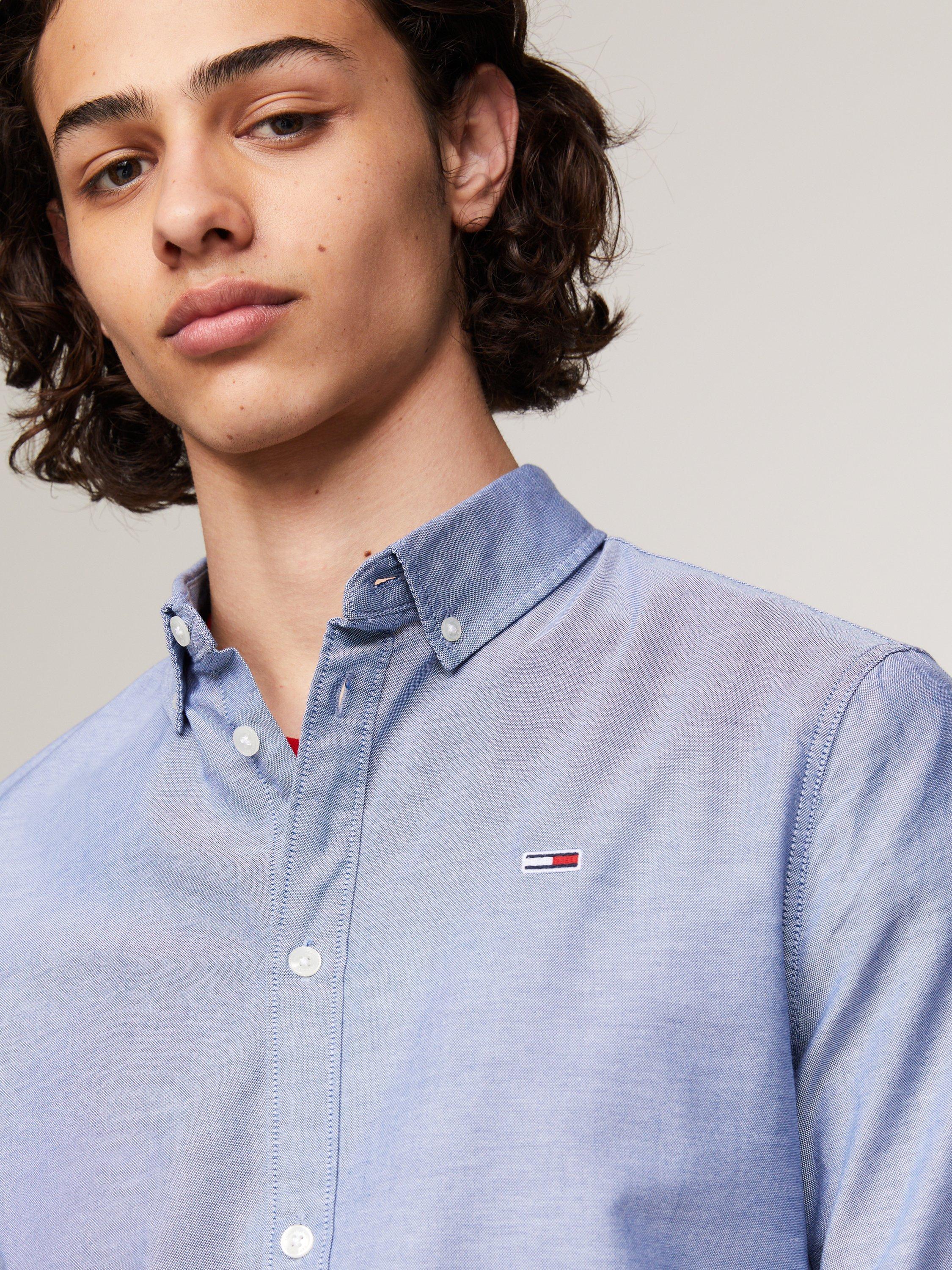 Product image 3 of 3, which shows Tommy Jeans Slim Organic Cotton Oxford Shirt, Twilight Navy, XS