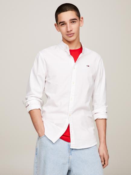 Tommy Jeans Slim Organic Cotton Oxford Shirt, White