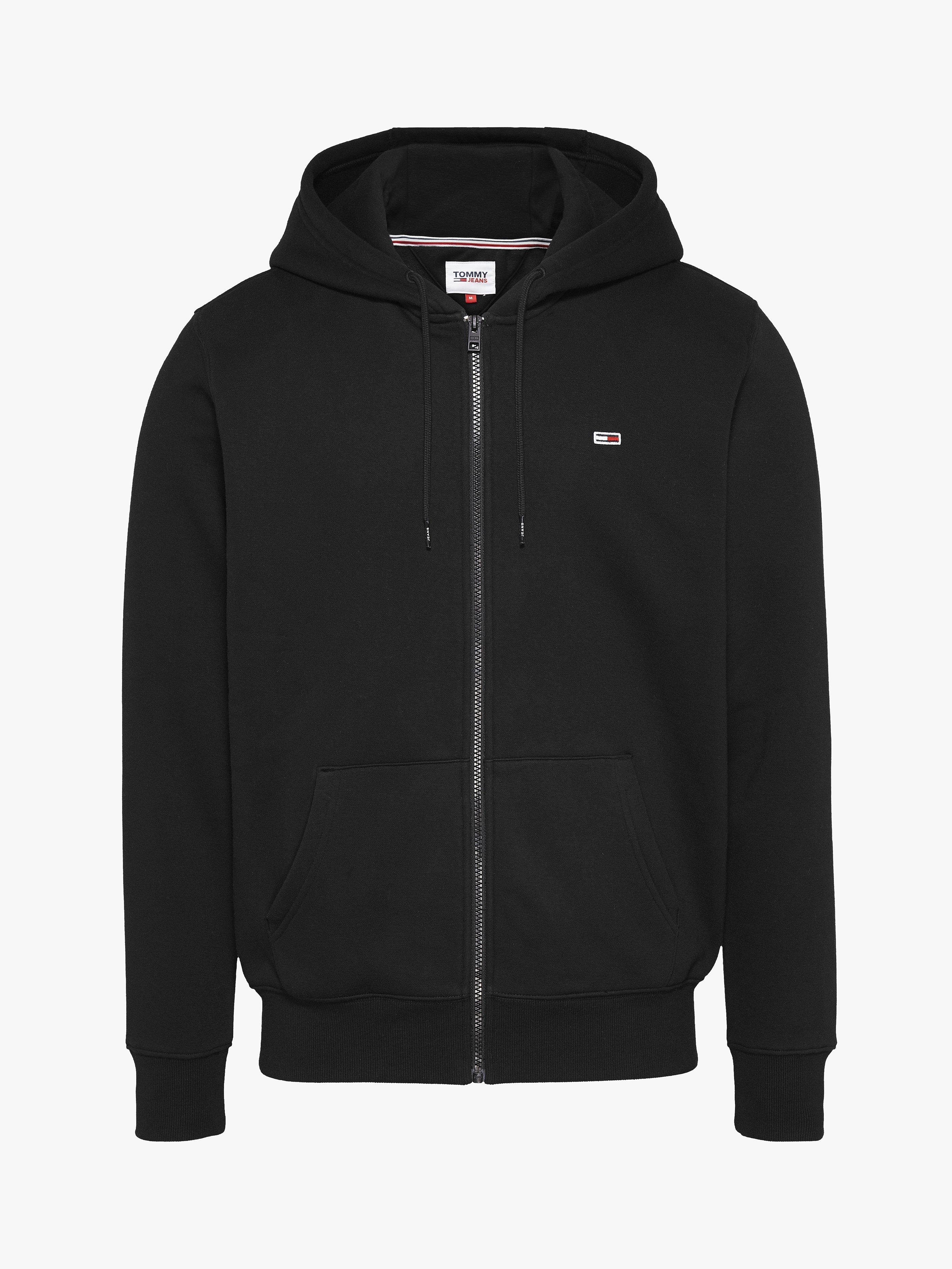 Tommy Jeans Zip Through Fleece Hoodie, Black