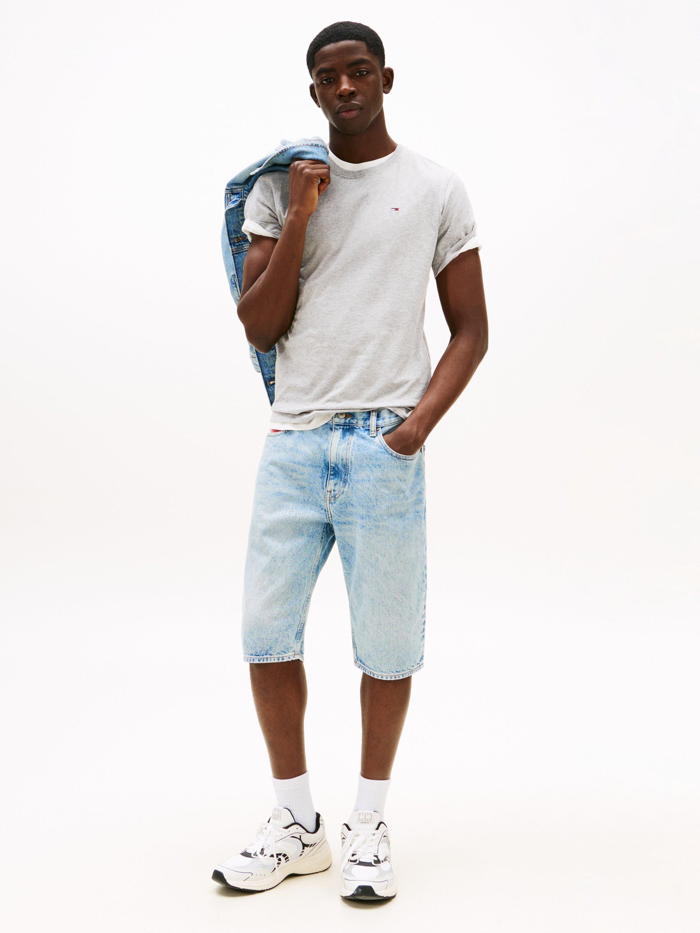 Product image 3 of 4, which shows Tommy Jeans Organic Cotton Crew Neck T-Shirt, Light Grey Heather, XS