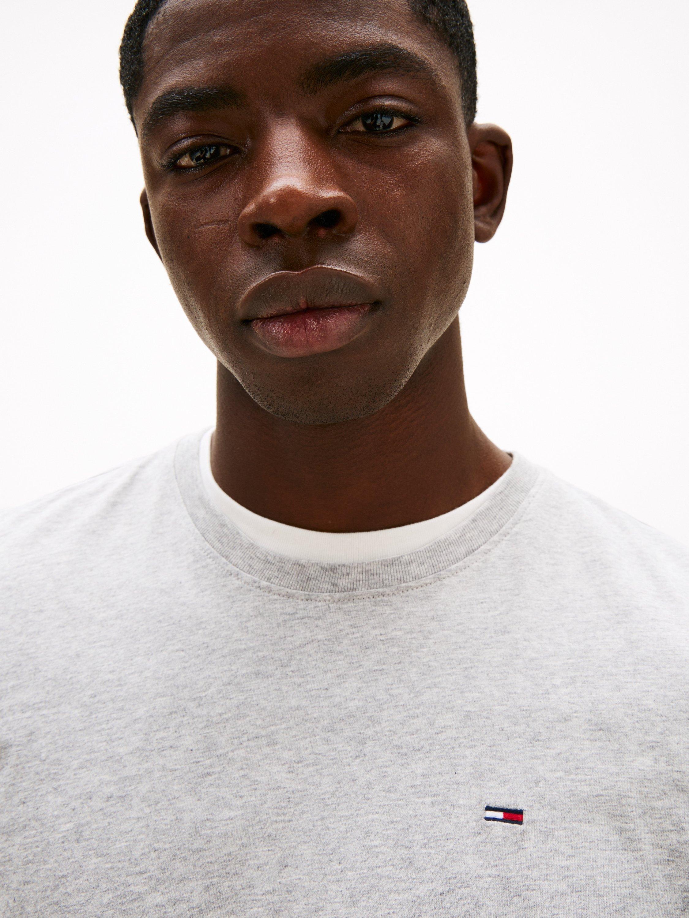 Product image 4 of 4, which shows Tommy Jeans Organic Cotton Crew Neck T-Shirt, Light Grey Heather, XS