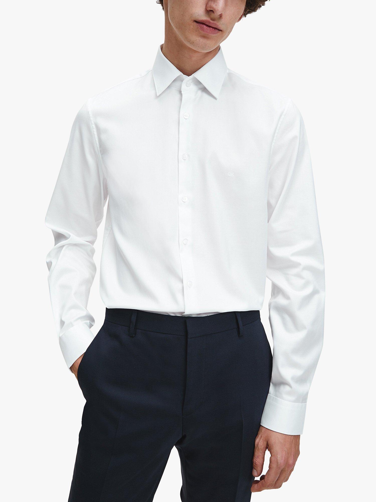 Calvin Klein Cotton Twill Slim Fit Shirt, DF White, 15.5