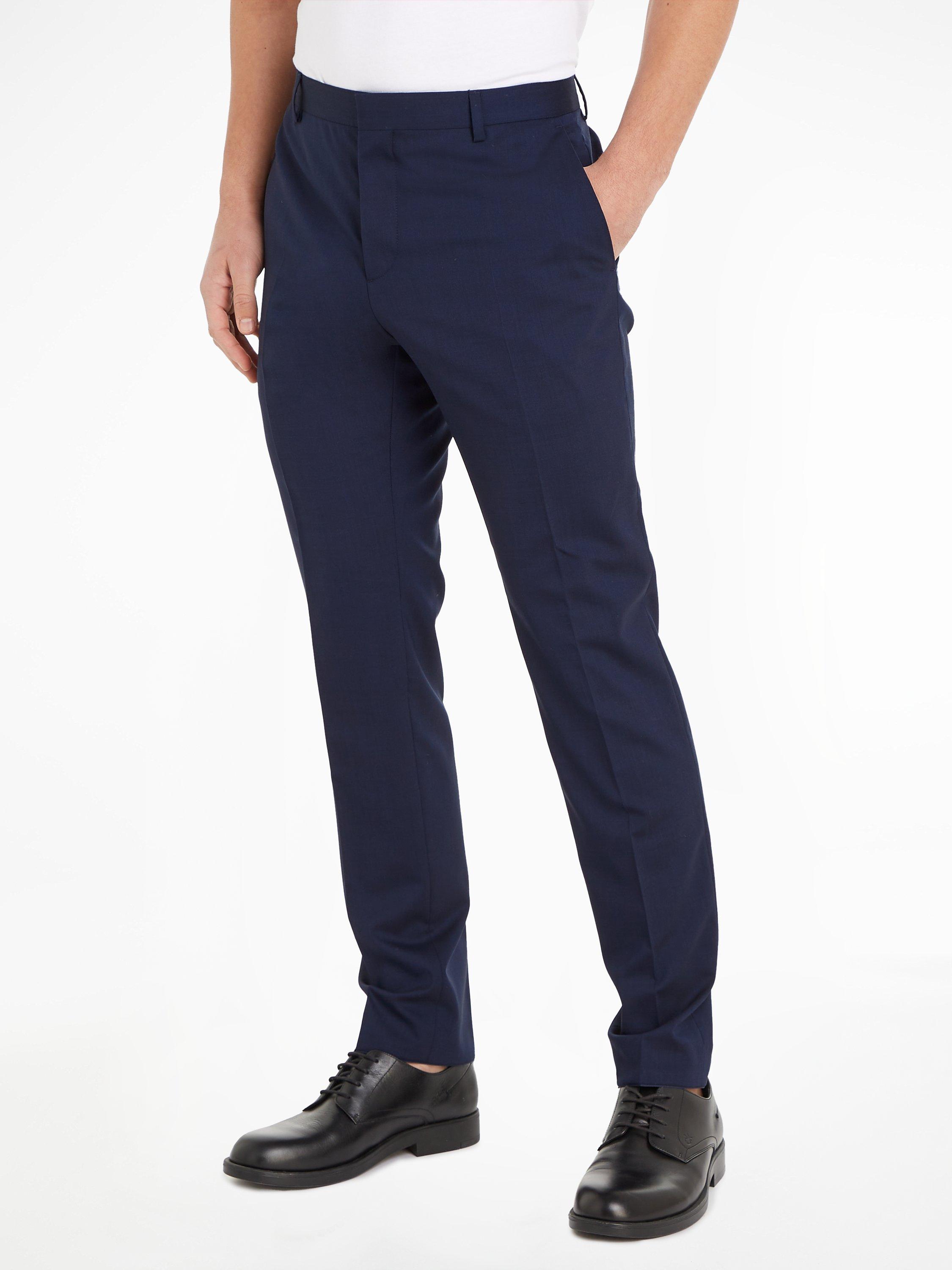 Product image 1 of 5, which shows Calvin Klein Slim Fit Stretch Wool Blend Trousers, Ink Blue, 38