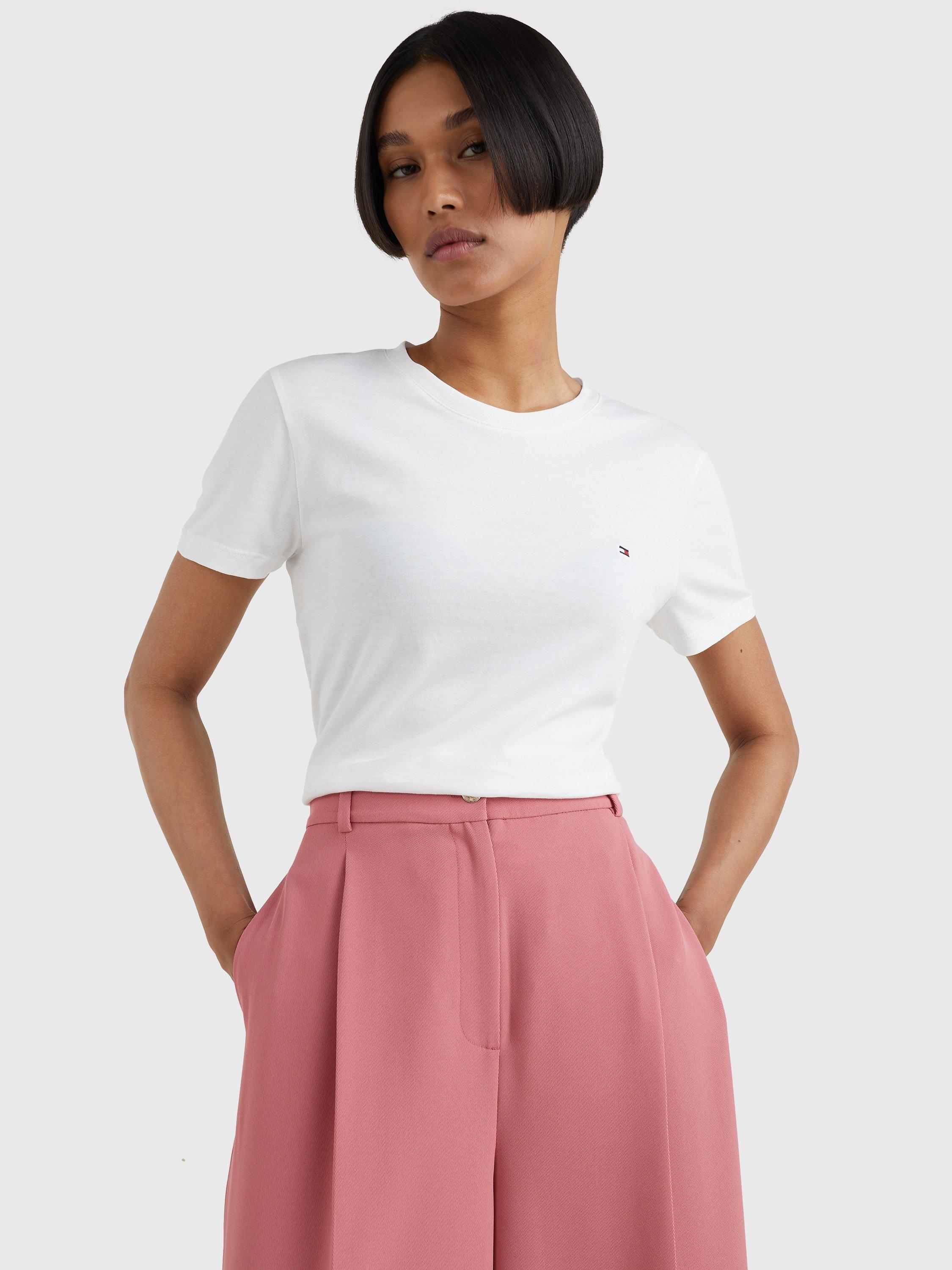 Product image 1 of 4, which shows Tommy Hilfiger Crew Neck Logo T-Shirt, Classic White, XXL