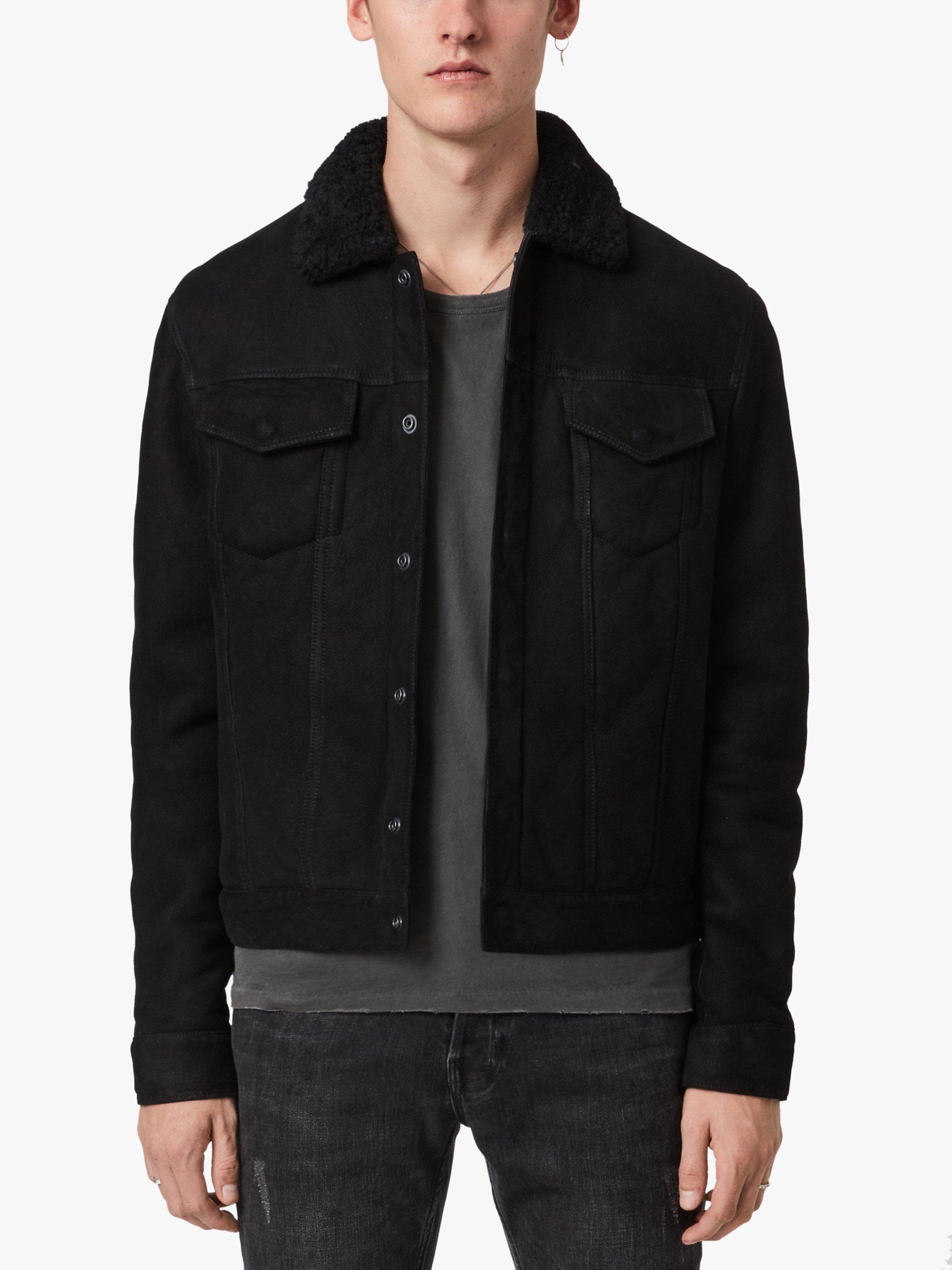 AllSaints Coley Shearling Trucker Jacket Black