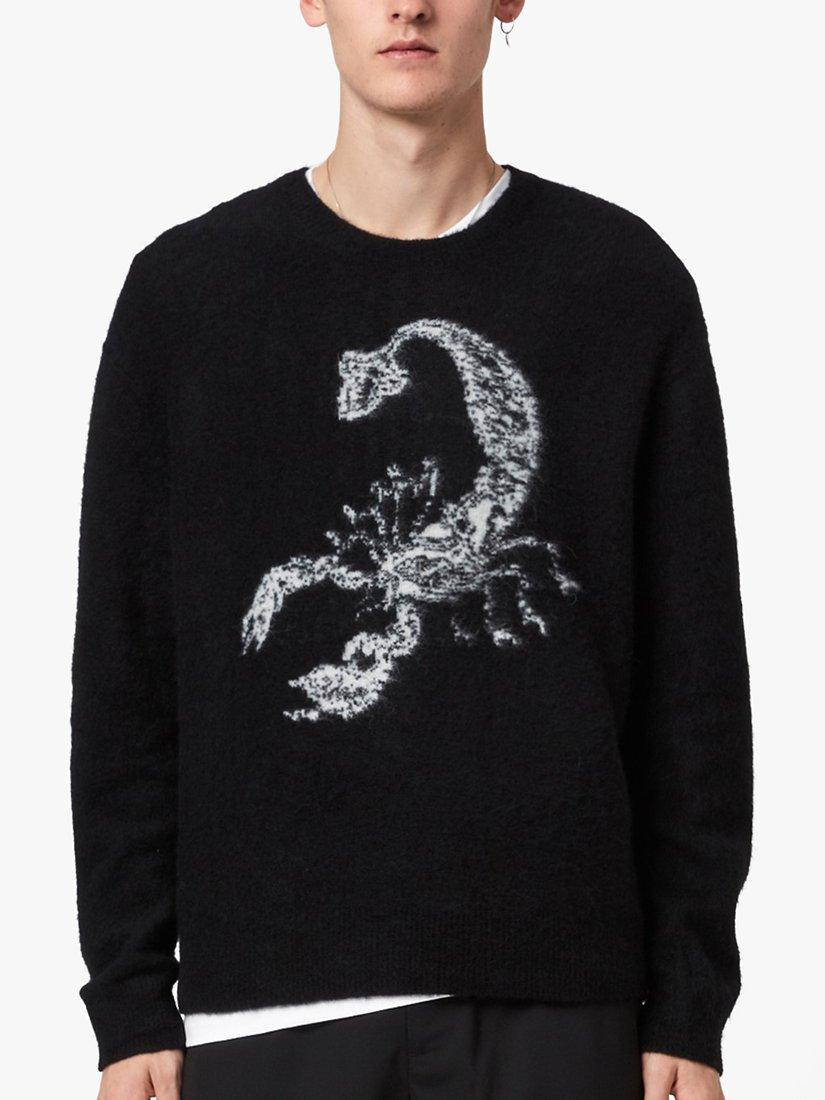 AllSaints Skorpions Crew Neck Knit, Black