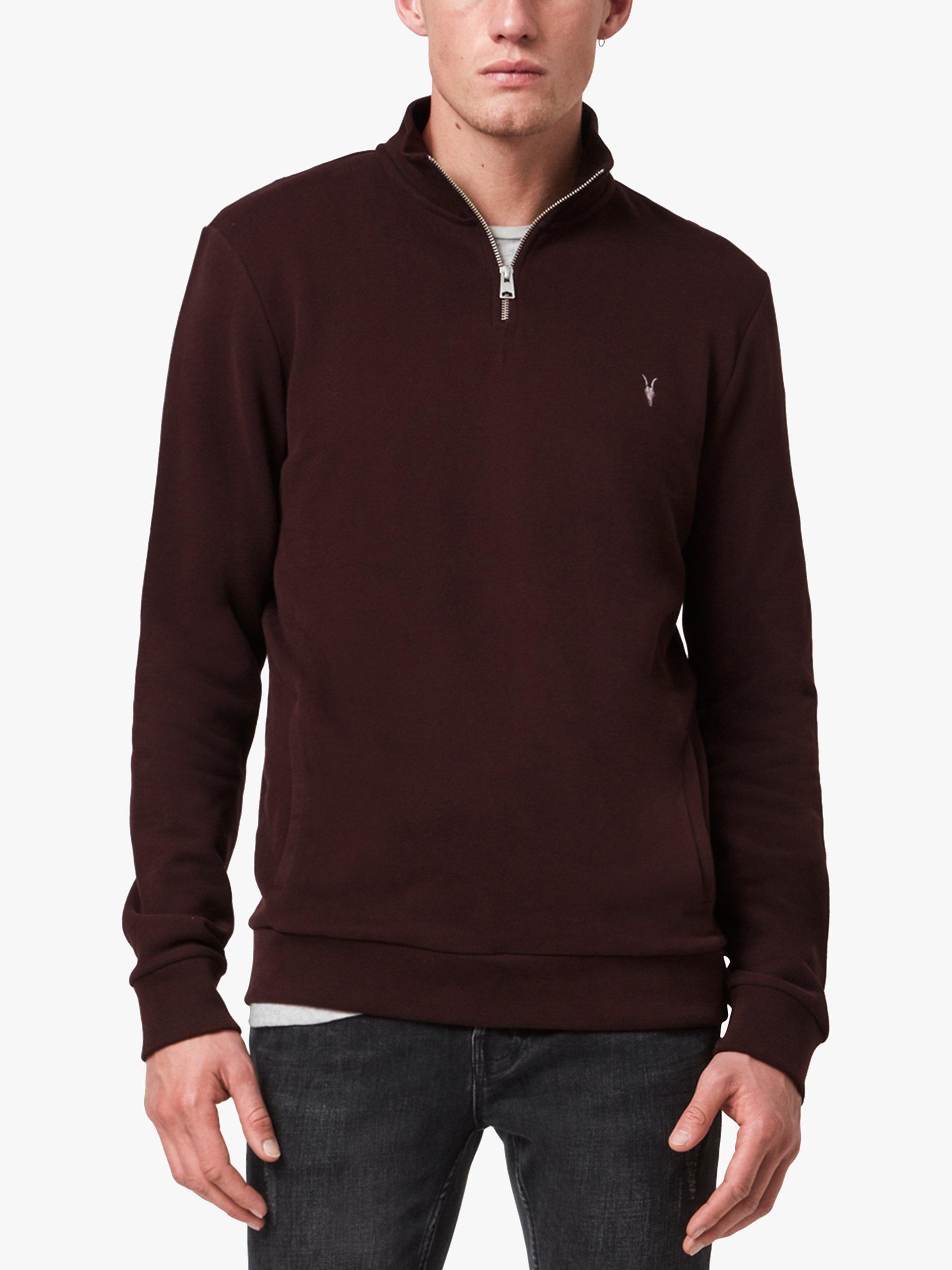 AllSaints Raven 1/4 Zip Sweatshirt, Oxblood Red