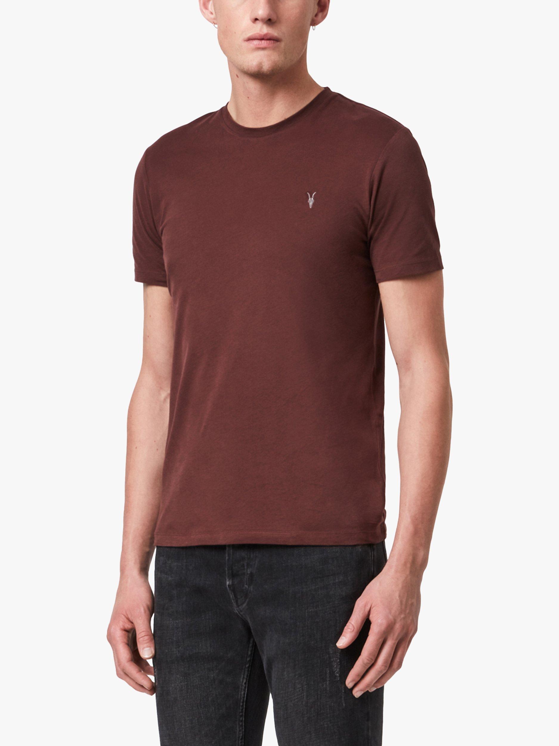 AllSaints Brace Tonic Crew Neck T-Shirt, Burgundy Red