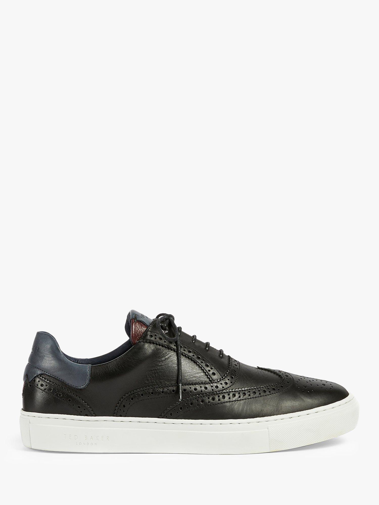 Ted Baker Dennton Leather Brogue Detail Trainers, Black, 6