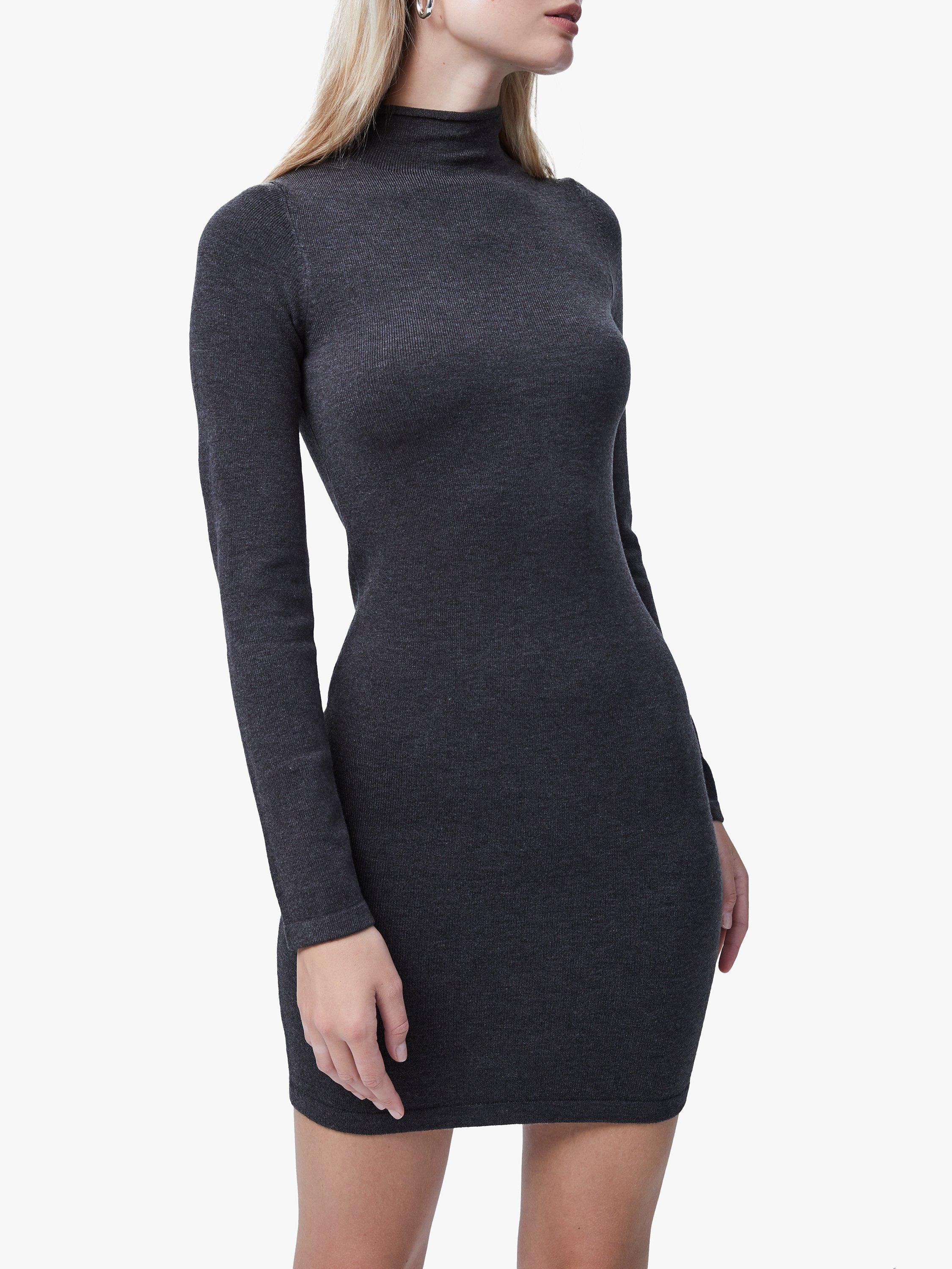 French Connection Babysoft Roll Neck Mini Dress, Dark Grey
