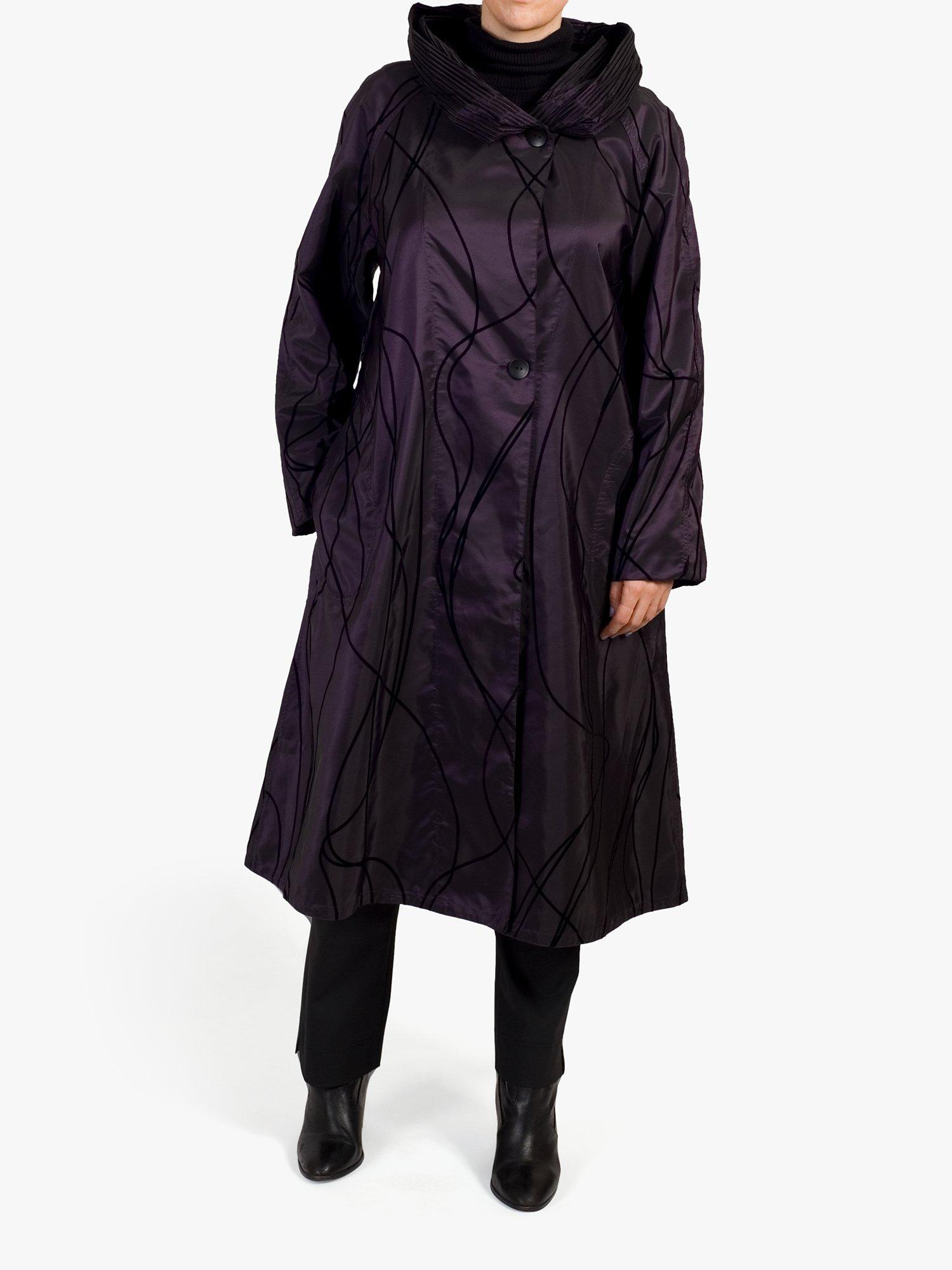 chesca Reversible Flock Print Pleat Collar Coat, Grape, 12-14