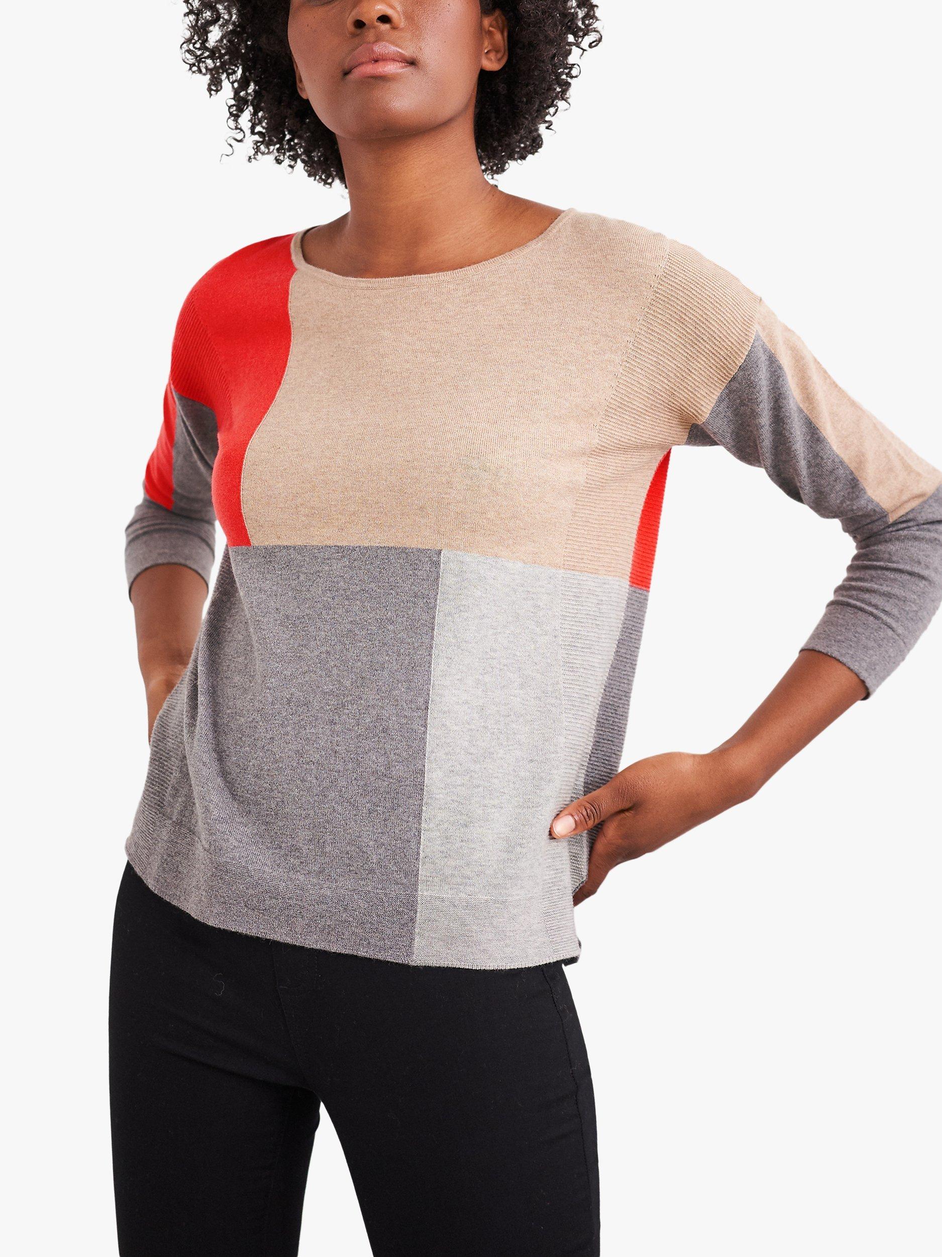 White Stuff Olivia Colour Block Jumper, Tan/Multi