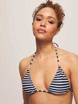 John Lewis Nirvana Stripe Triangle Bikini Top, Navy/White, Navy/White