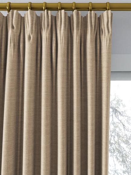 John Lewis Textured Weave Pair Blackout Lined Pencil Pleat Curtains, Natural