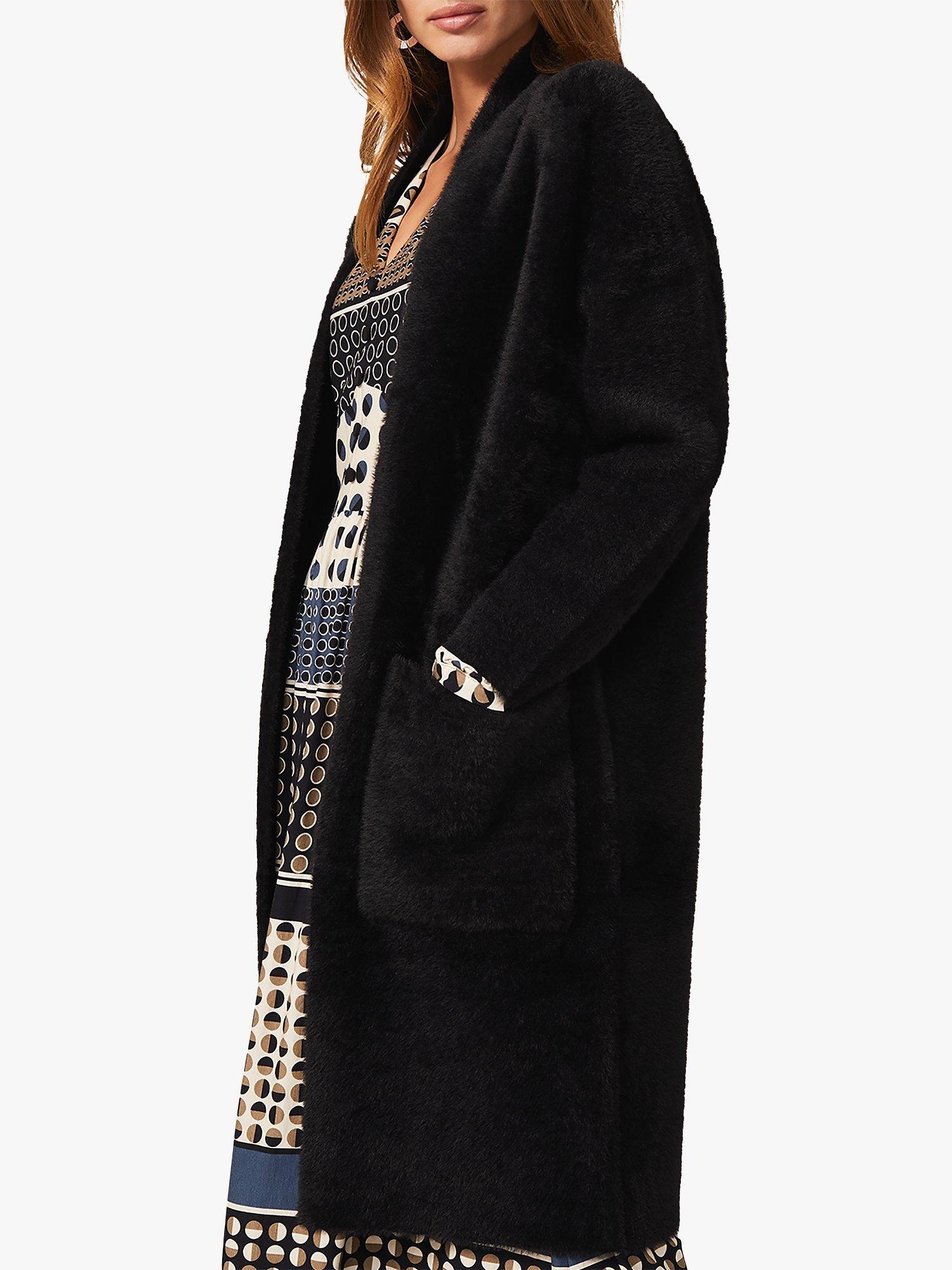 Phase Eight Farley Fluffy Knit Coatigan, Black