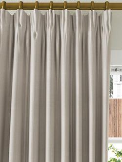 John Lewis Herringbone Weave Pair Lined Pencil Pleat Curtains, Mole