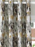 Harlequin Takara Pair Lined Eyelet Curtains, Mustard/Charcoal