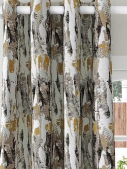 Harlequin Takara Pair Lined Eyelet Curtains, Mustard/Charcoal, Mustard/Charcoal