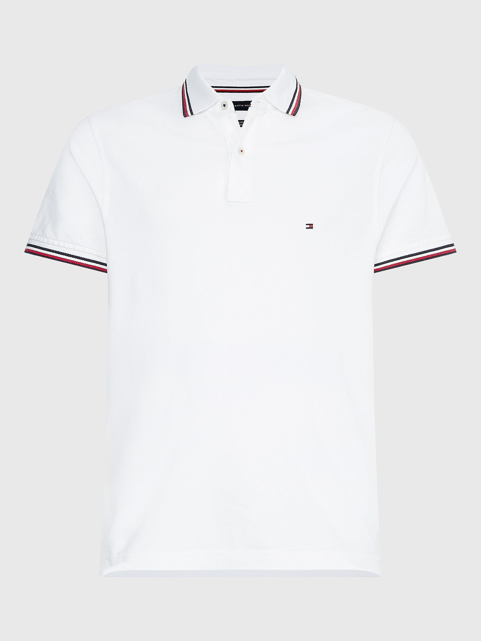 Tommy Hilfiger Tipped Organic Cotton Slim Fit Polo Shirt, White, XS