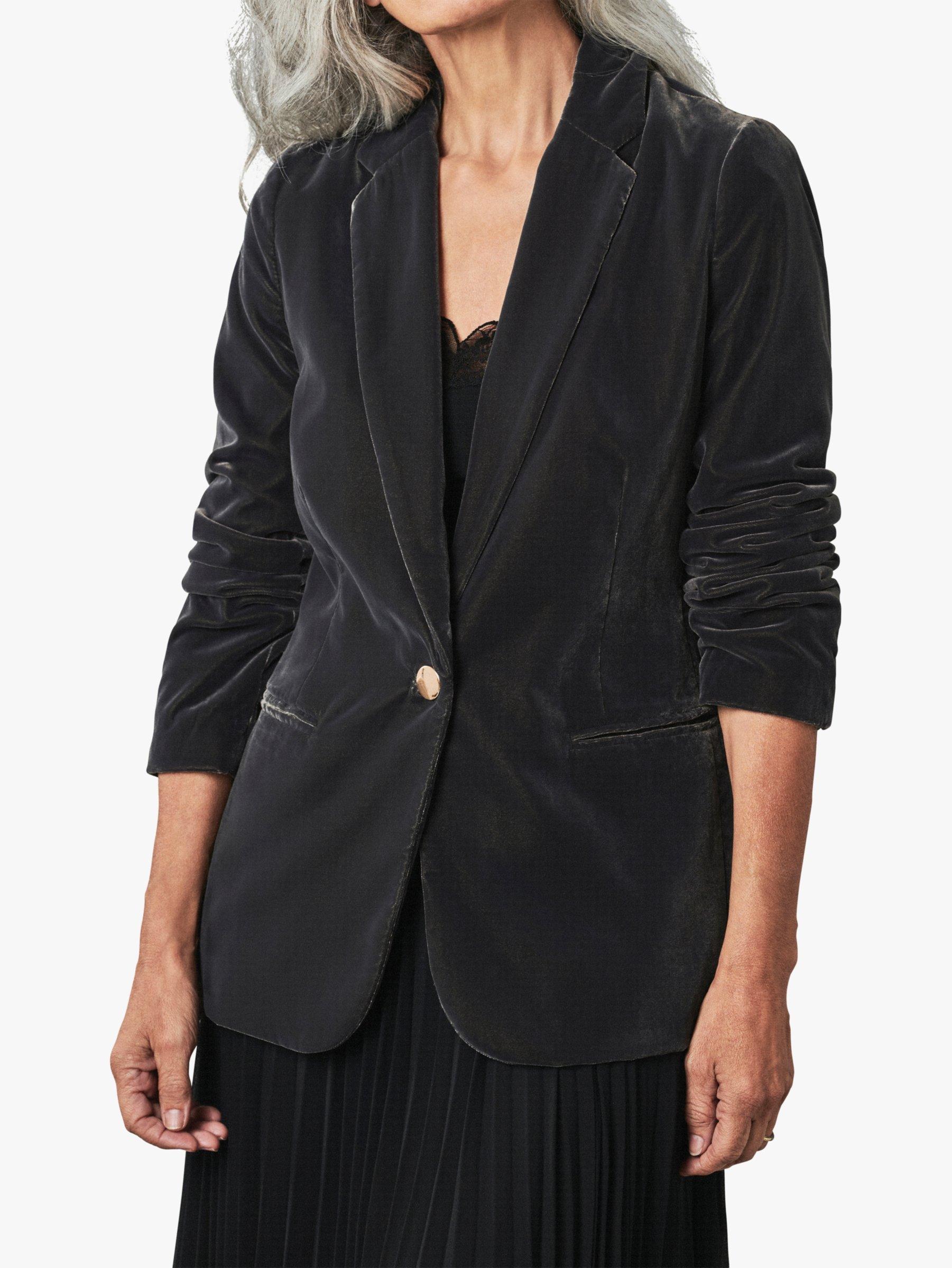 Pure Collection Velvet Blazer, Pewter, 20