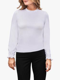 Pure Collection Ruffle Neck Top, White