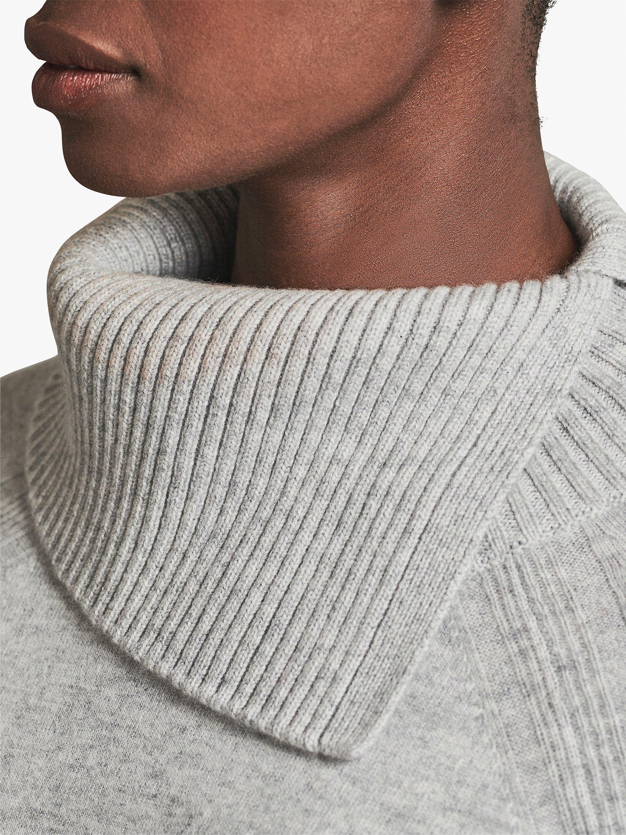 Product image 4 of 4, which shows Pure Collection Cashmere Statement Neck Jumper, Heather Dove, 8