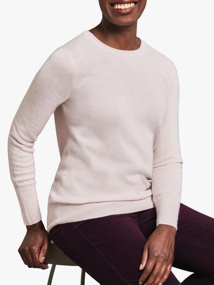 Pure Collection Cashmere Crew Neck Jumper, Rosemist