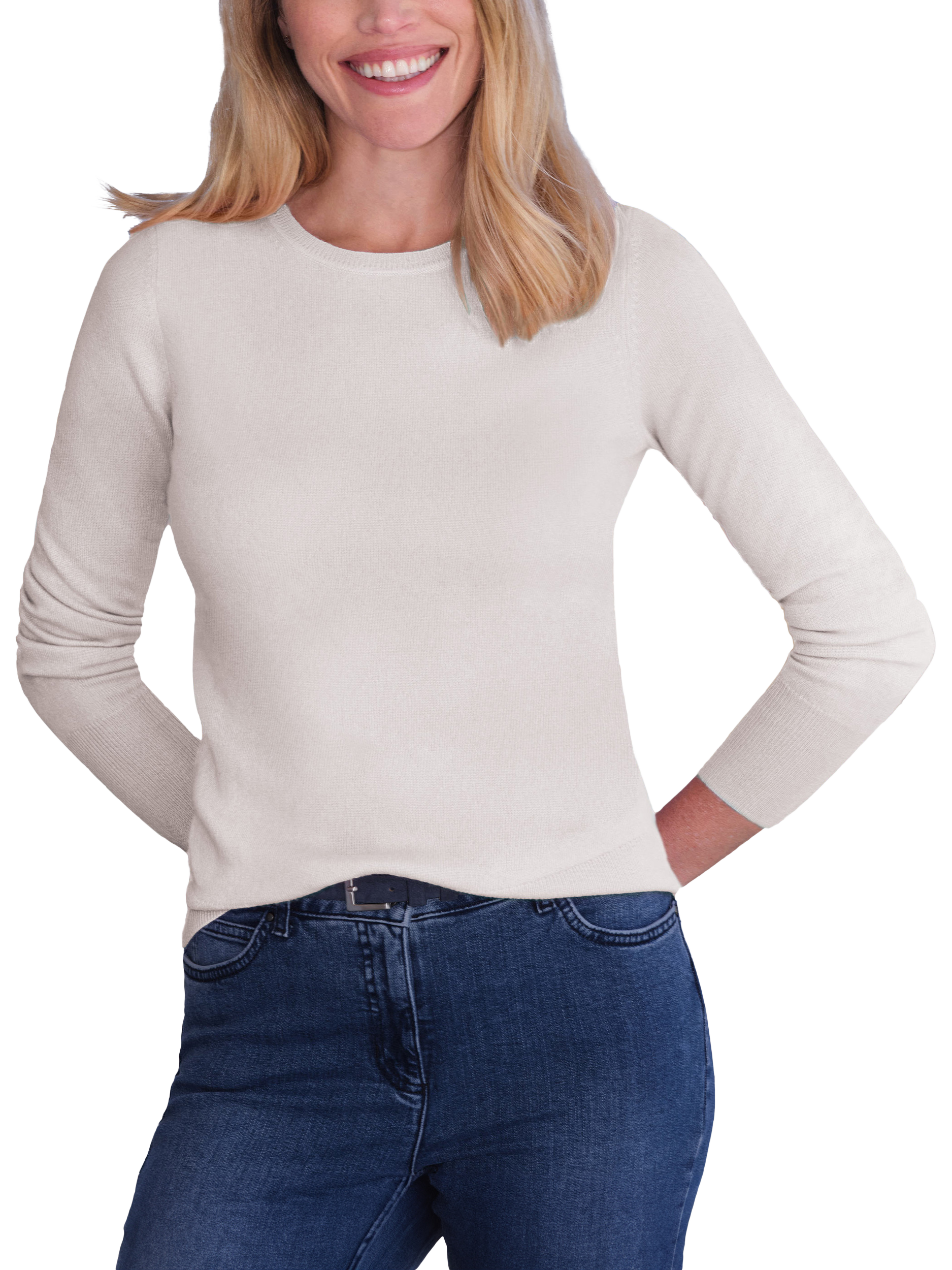 Pure Collection Cashmere Crew Neck Jumper Soft White