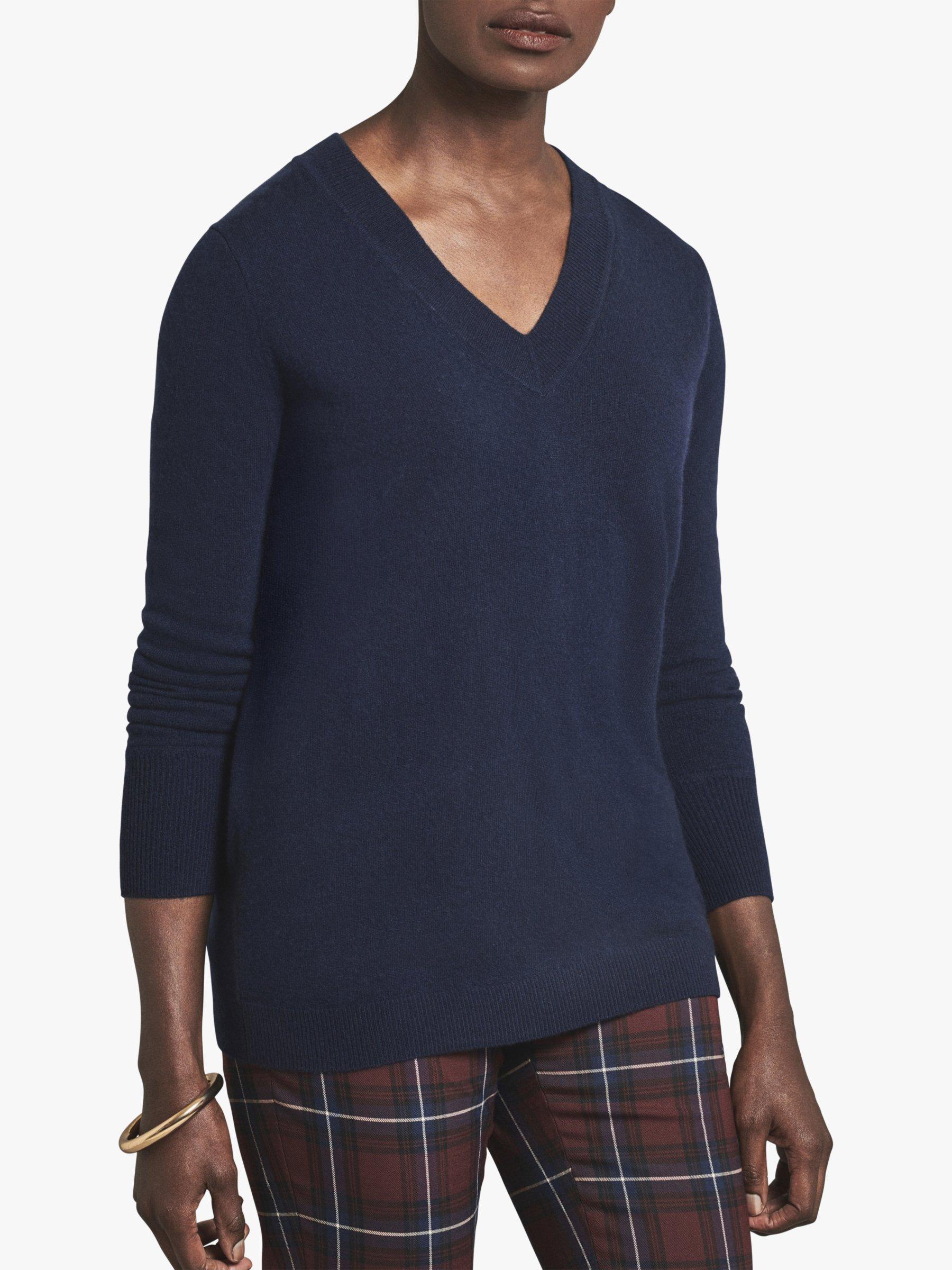 Product image 1 of 3, which shows Pure Collection Cashmere Boyfriend Sweater, Navy, 8