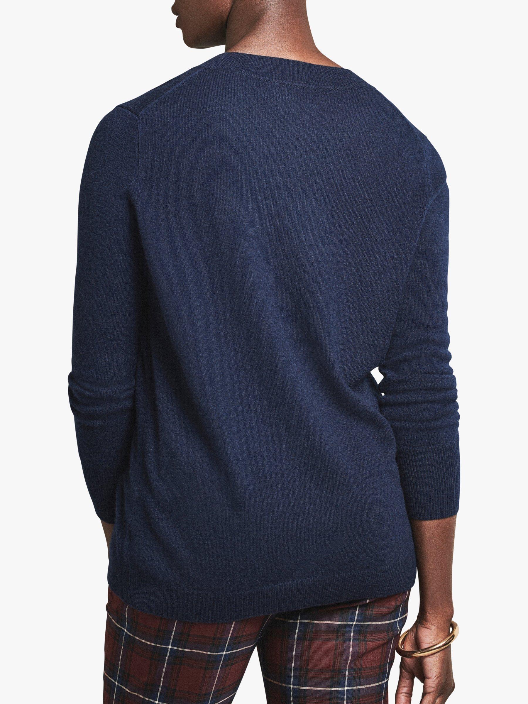 Product image 2 of 3, which shows Pure Collection Cashmere Boyfriend Sweater, Navy, 8