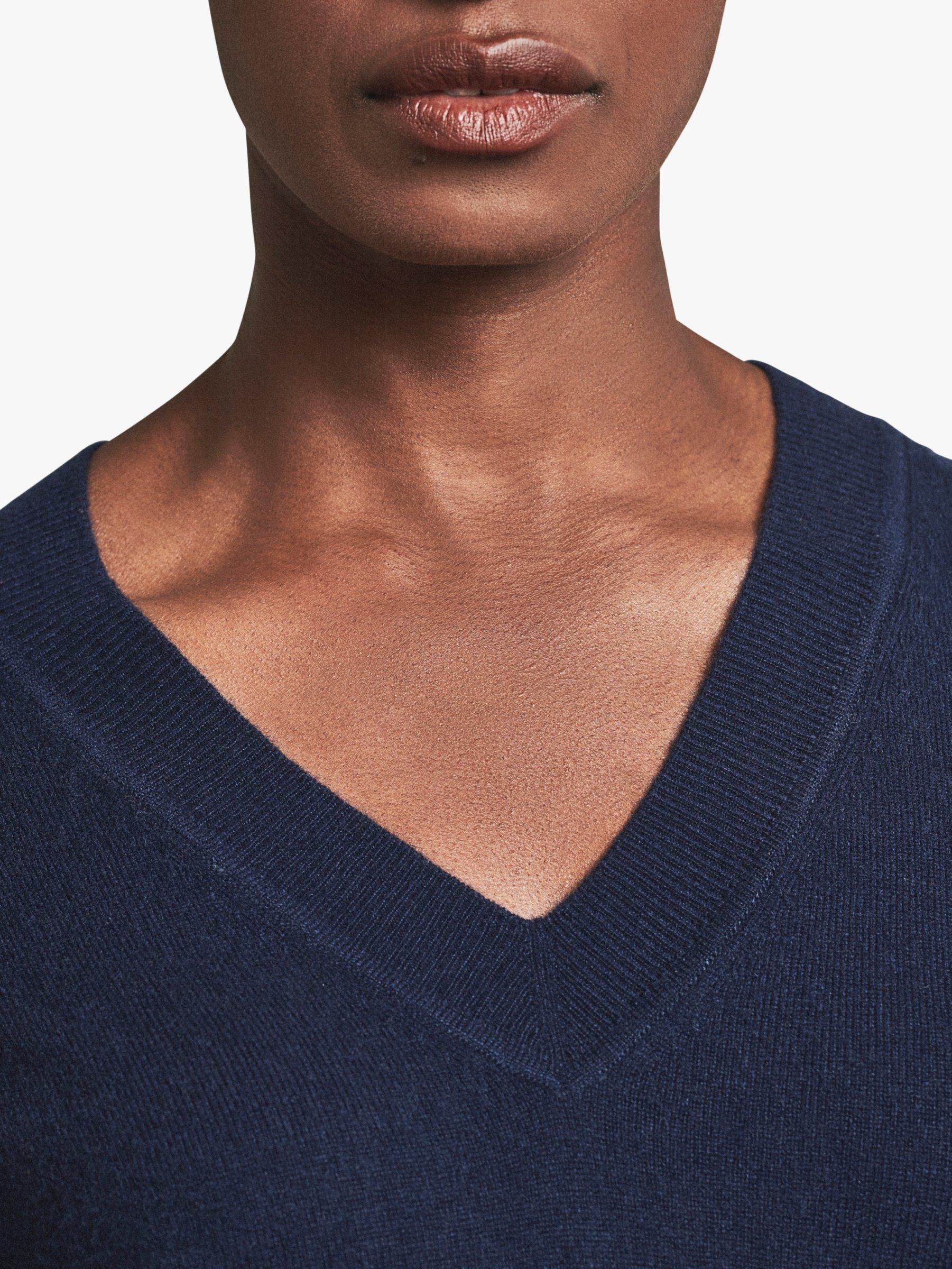 Product image 3 of 3, which shows Pure Collection Cashmere Boyfriend Sweater, Navy, 8