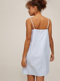 John Lewis Lucia Cotton Stripe Chemise, Light Blue - view 2, Light Blue