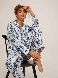 John Lewis Wisteria Cotton Pyjama Set, White/Multi, White/Multi