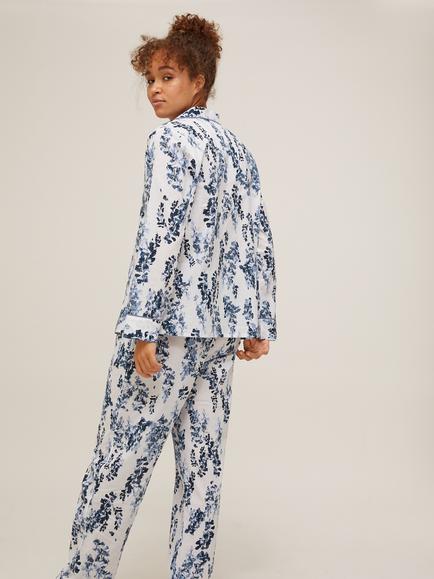 John Lewis Wisteria Cotton Pyjama Set, White/Multi - view 2, White/Multi
