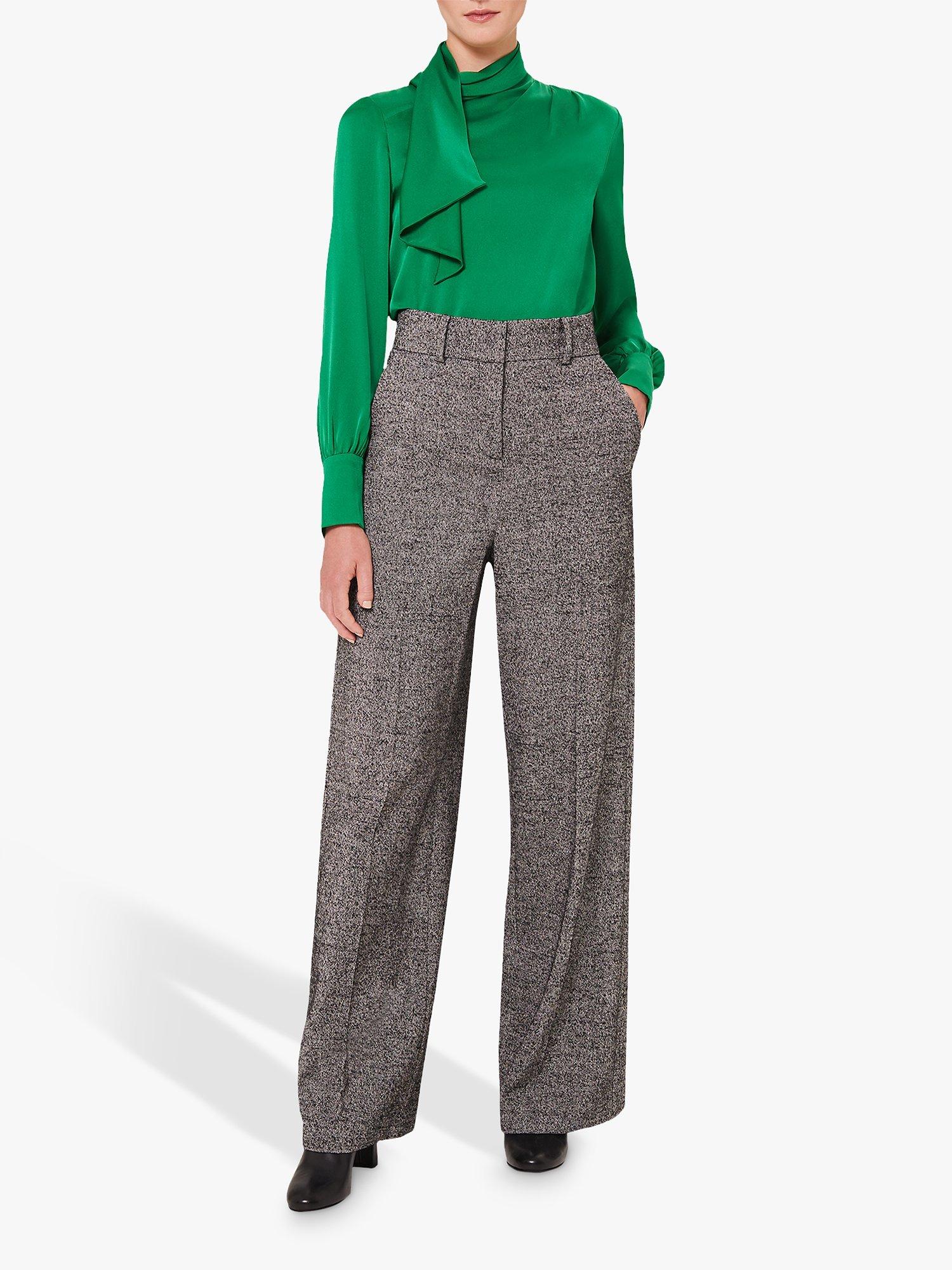 Hobbs Elsa Scarf Neck Silk Blouse, Emerald Green
