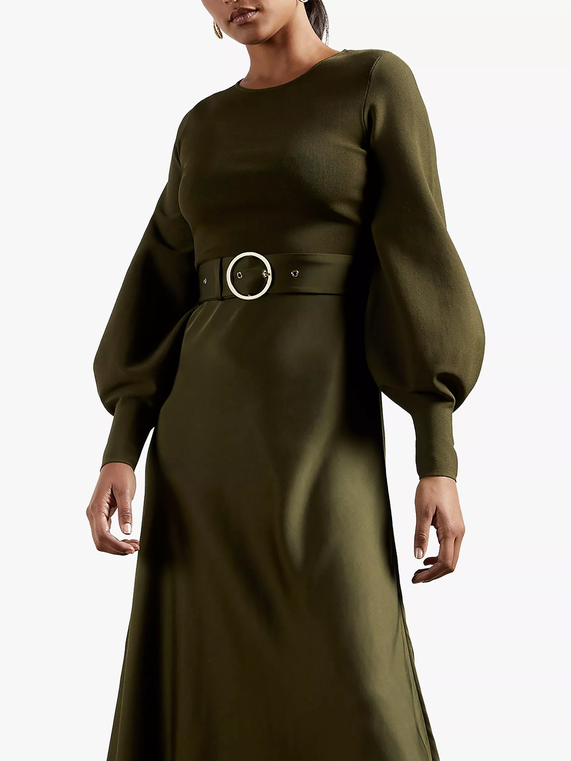 Khaki Dress Ted Baker Olive Green Dress Ted Baker Khaki One Shoulder Dress  With Tie Waist,